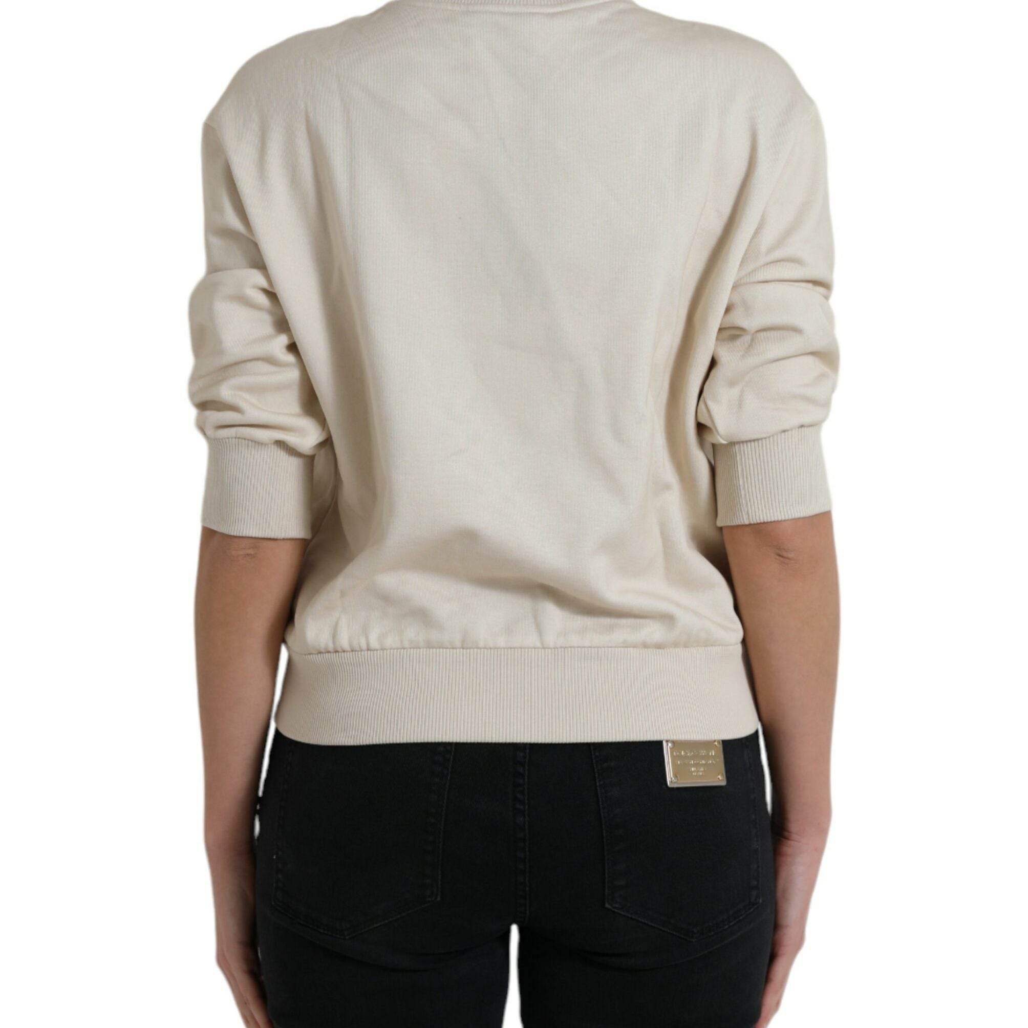 Dolce & Gabbana Beige Jungle Printed Cotton Pullover Sweater