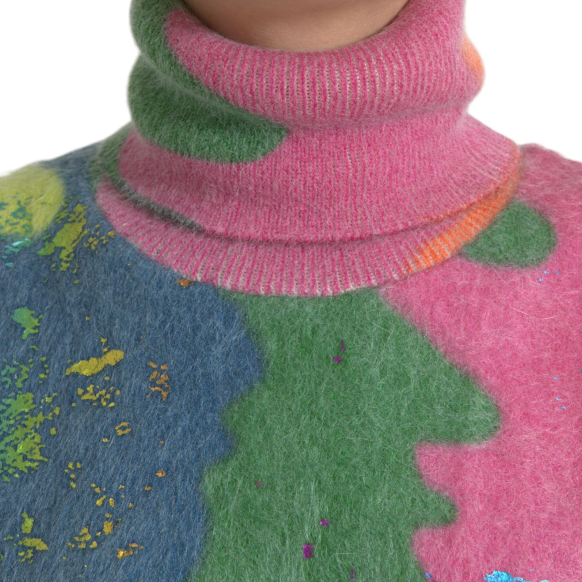 Dolce & Gabbana Multicolor Mohair Turtleneck Pullover Sweater
