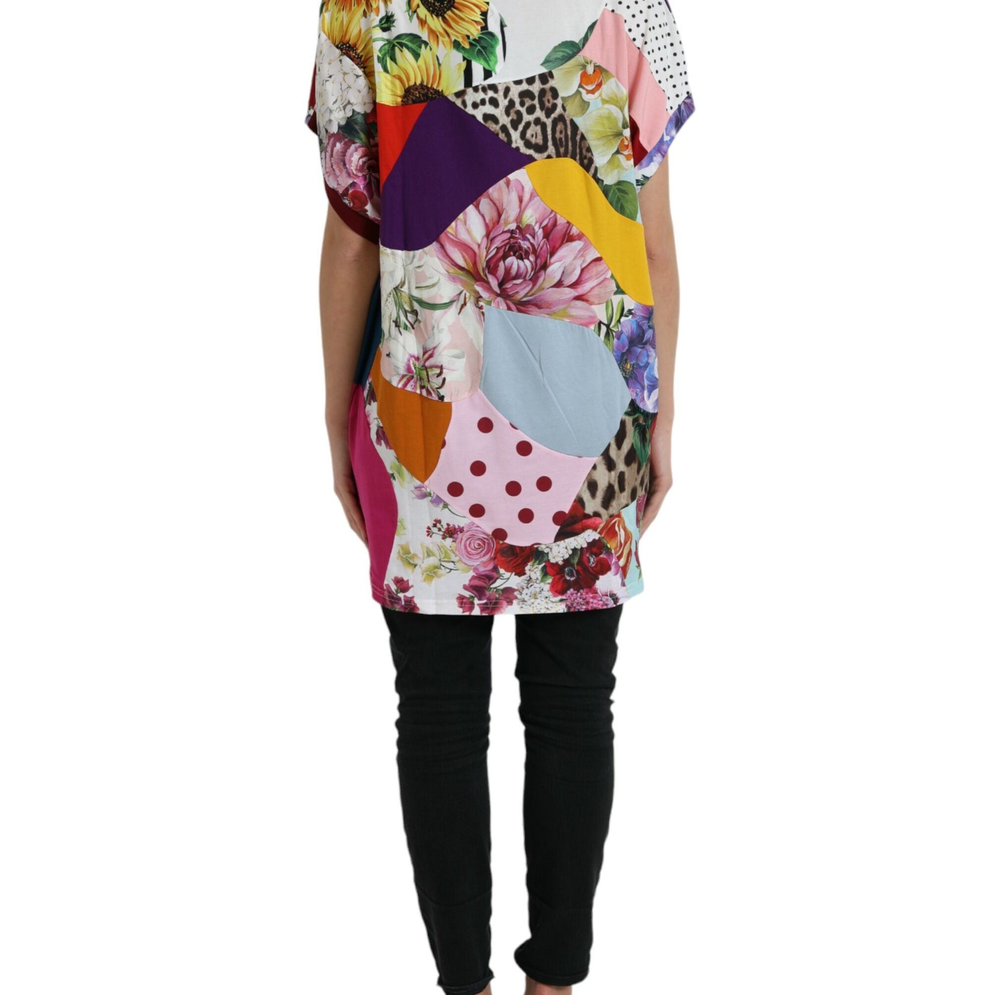 Dolce & Gabbana Multicolor Patchwork Cotton Silk Blouse Top
