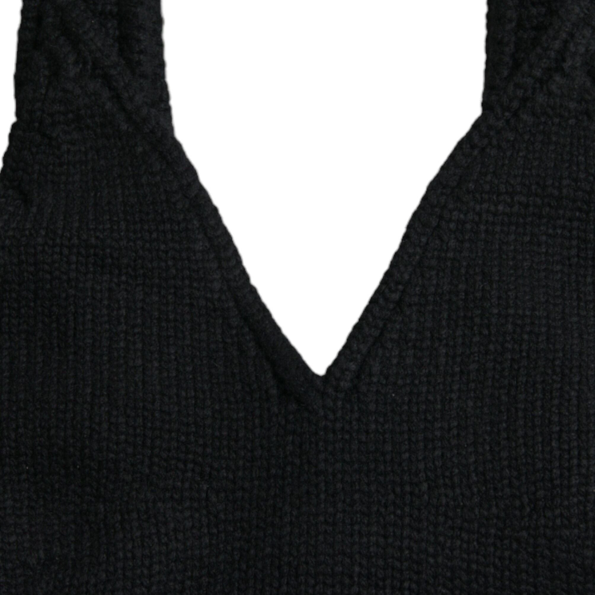 Dolce & Gabbana Black Cropped Cashmere V-neck Bustier Top