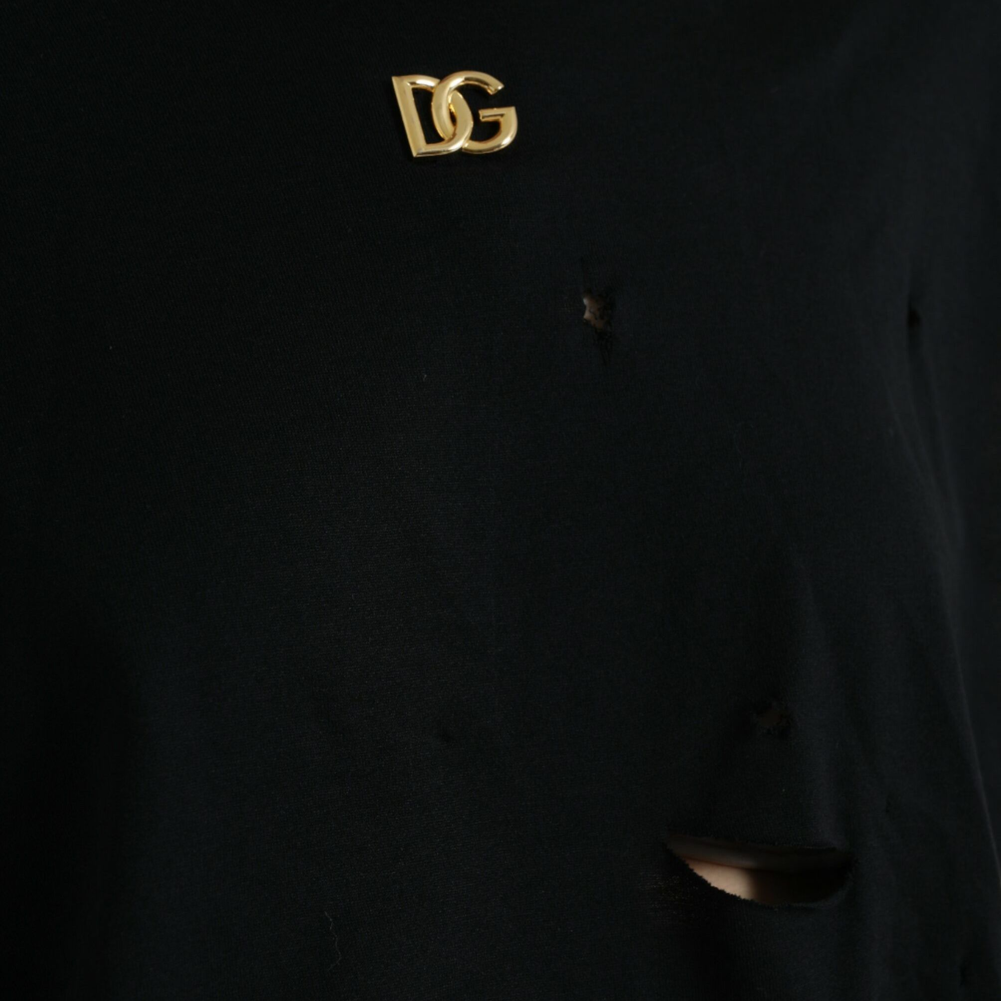Dolce & Gabbana Black Cotton Lace Up Logo Round Neck Tank Top