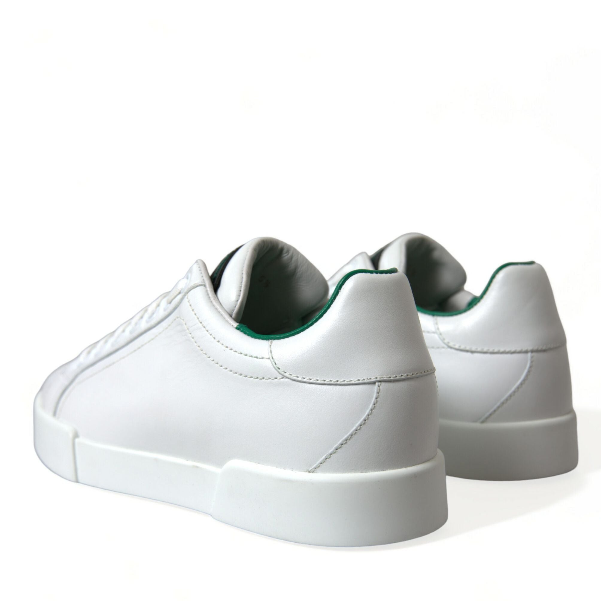 Dolce & Gabbana White Green Leather Portofino Sneakers Shoes