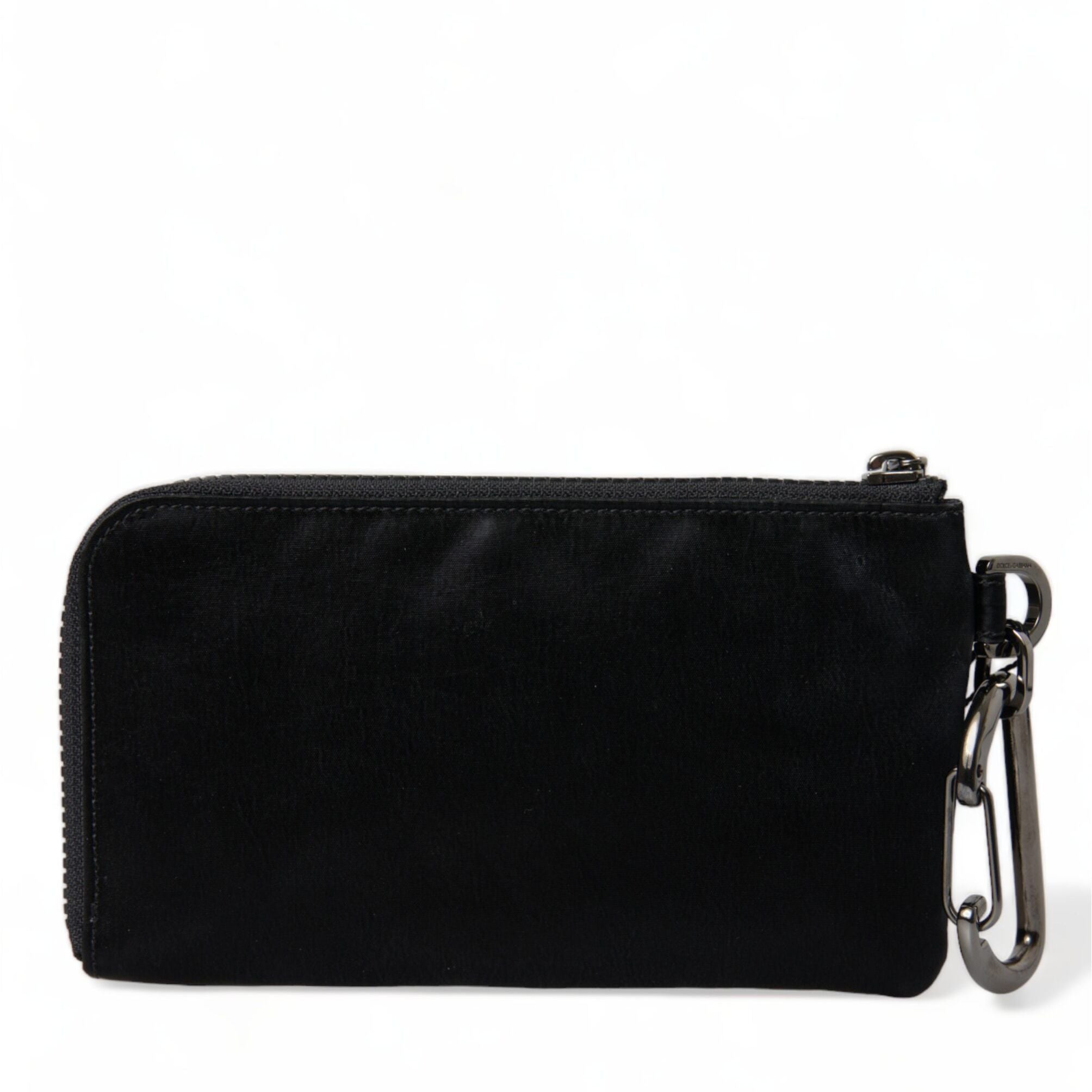 Dolce & Gabbana Black Nylon Logo Plaque Keyring Pouch Clutch Bag