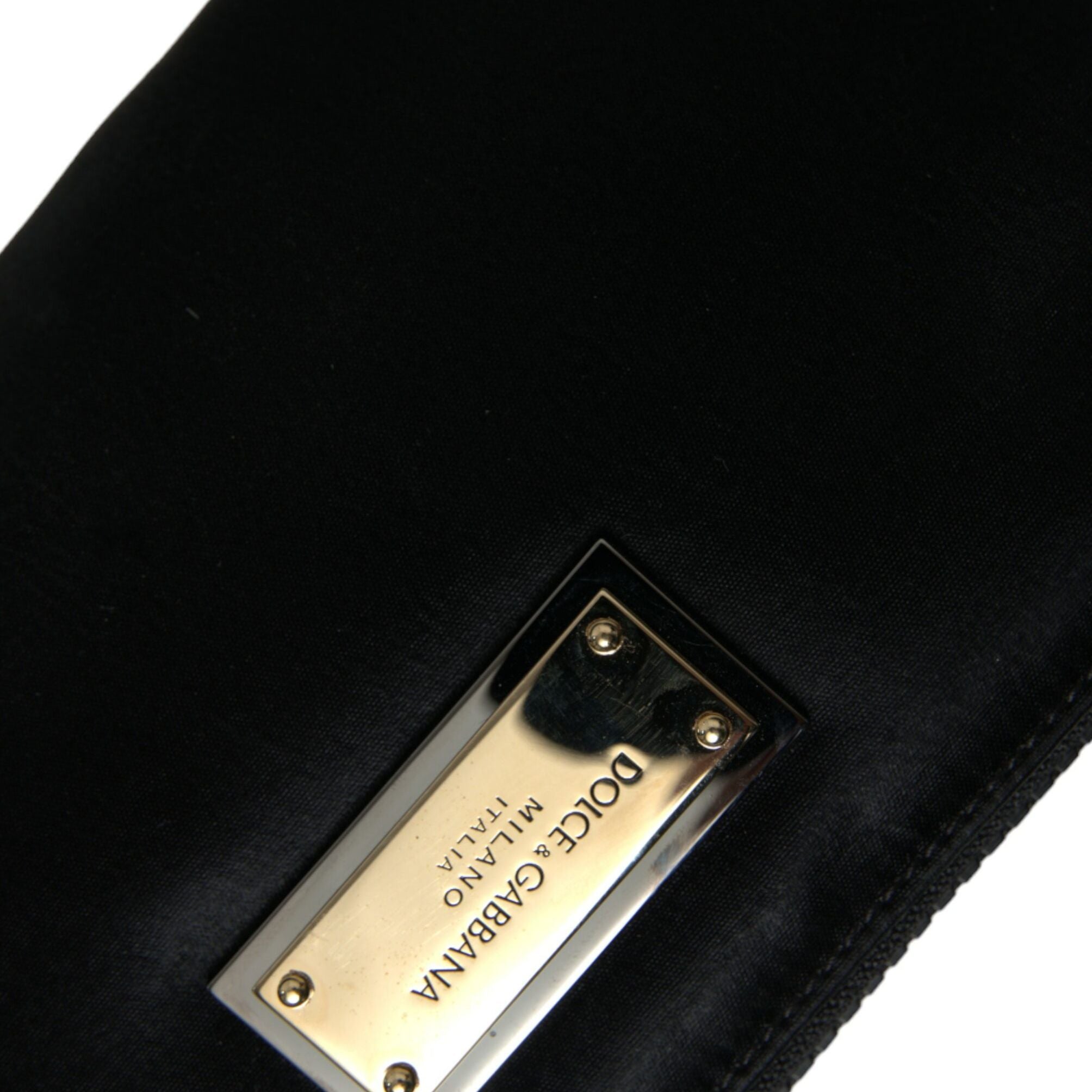Dolce & Gabbana Black Nylon Logo Plaque Keyring Pouch Clutch Bag