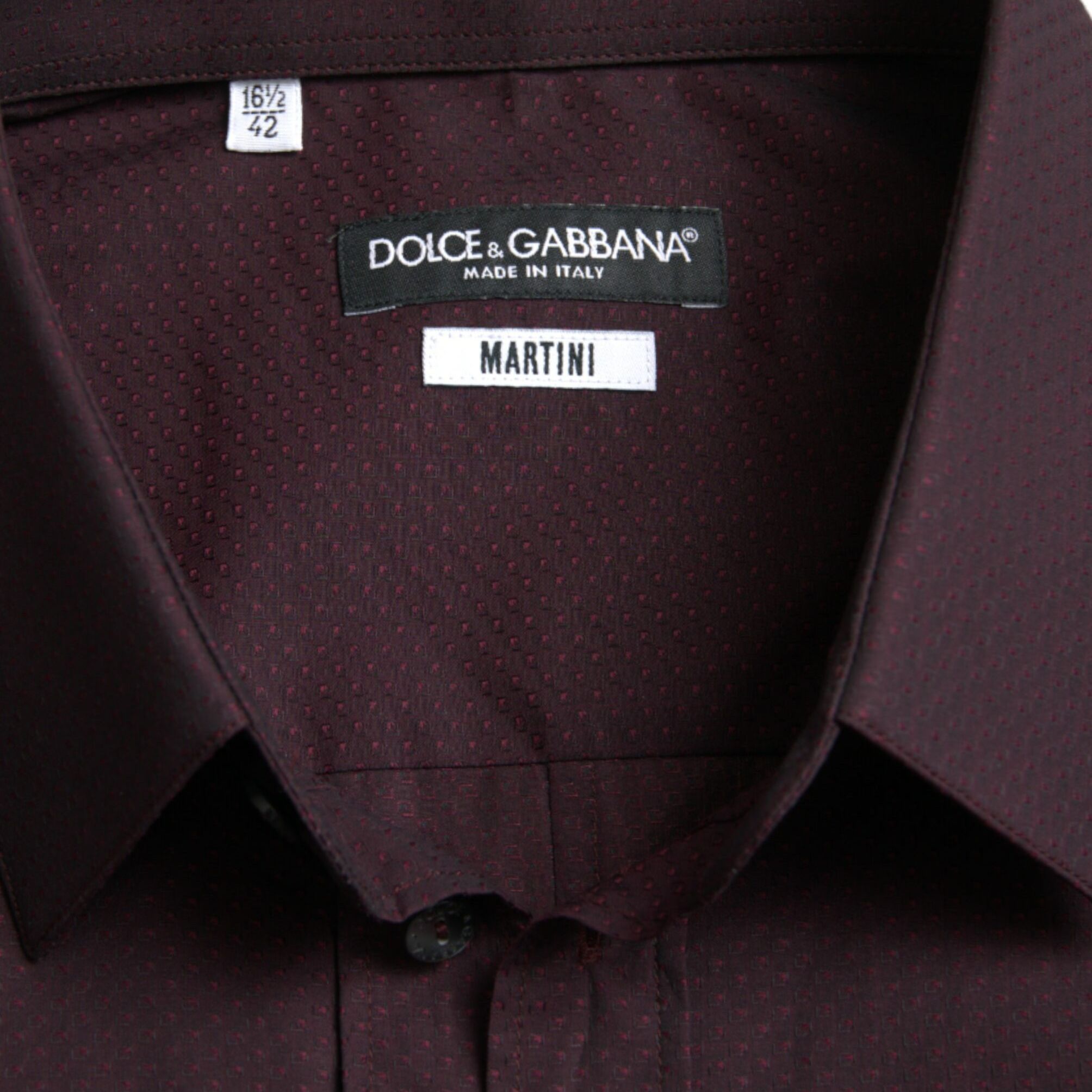Dolce & Gabbana Maroon Jacquard Formal Dress MARTINI Shirt