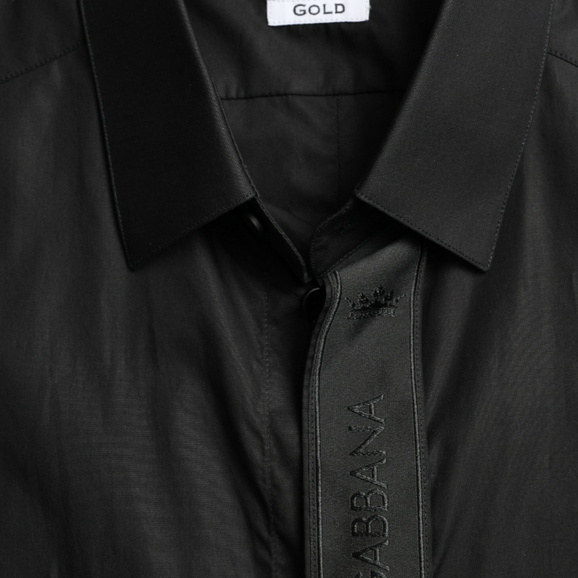 Dolce & Gabbana Black Cotton Logo Formal GOLD Dress Shirt