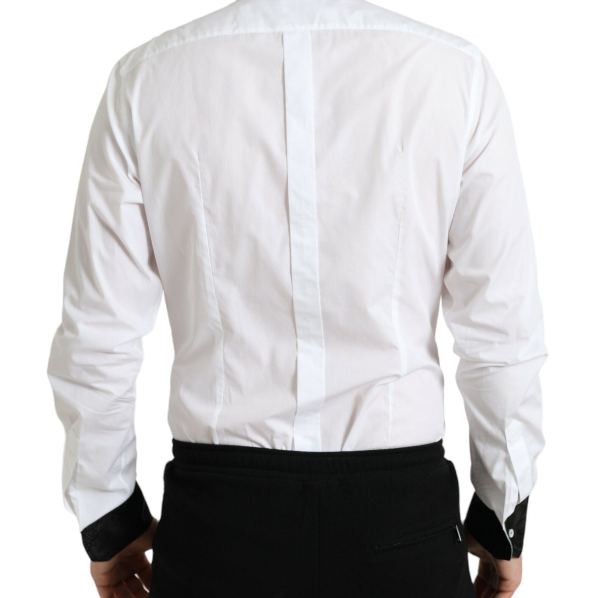 Dolce & Gabbana White Cotton Jacquard Formal GOLD Dress Shirt