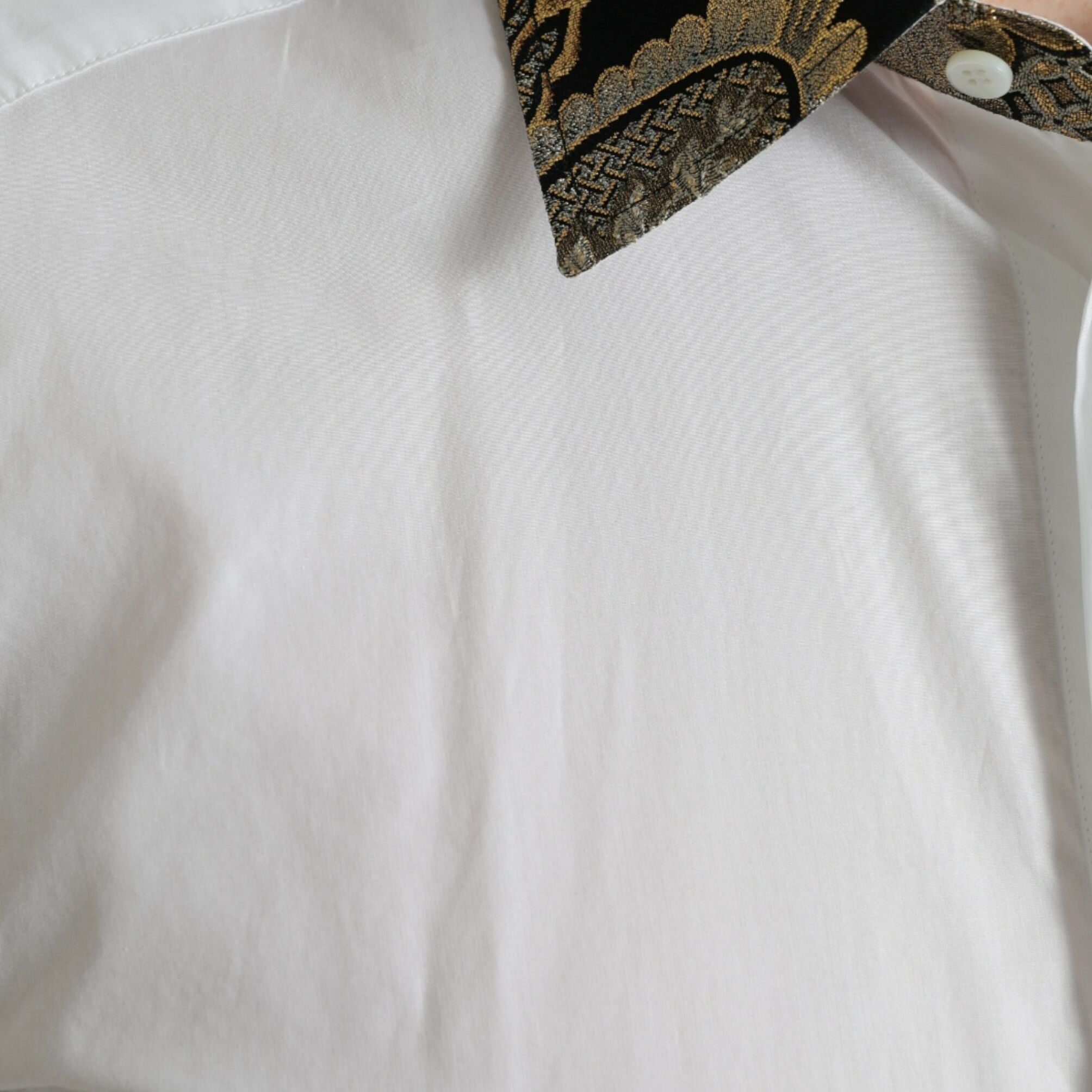 Dolce & Gabbana White Cotton Jacquard Formal GOLD Dress Shirt