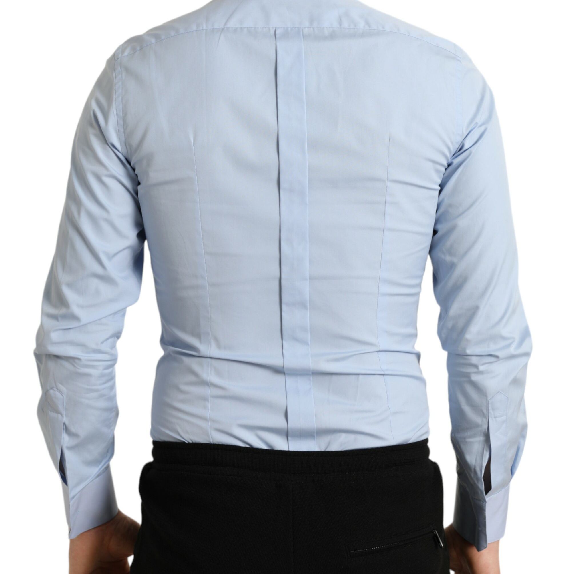 Dolce & Gabbana Sky Blue Cotton Men Formal GOLD Dress Shirt