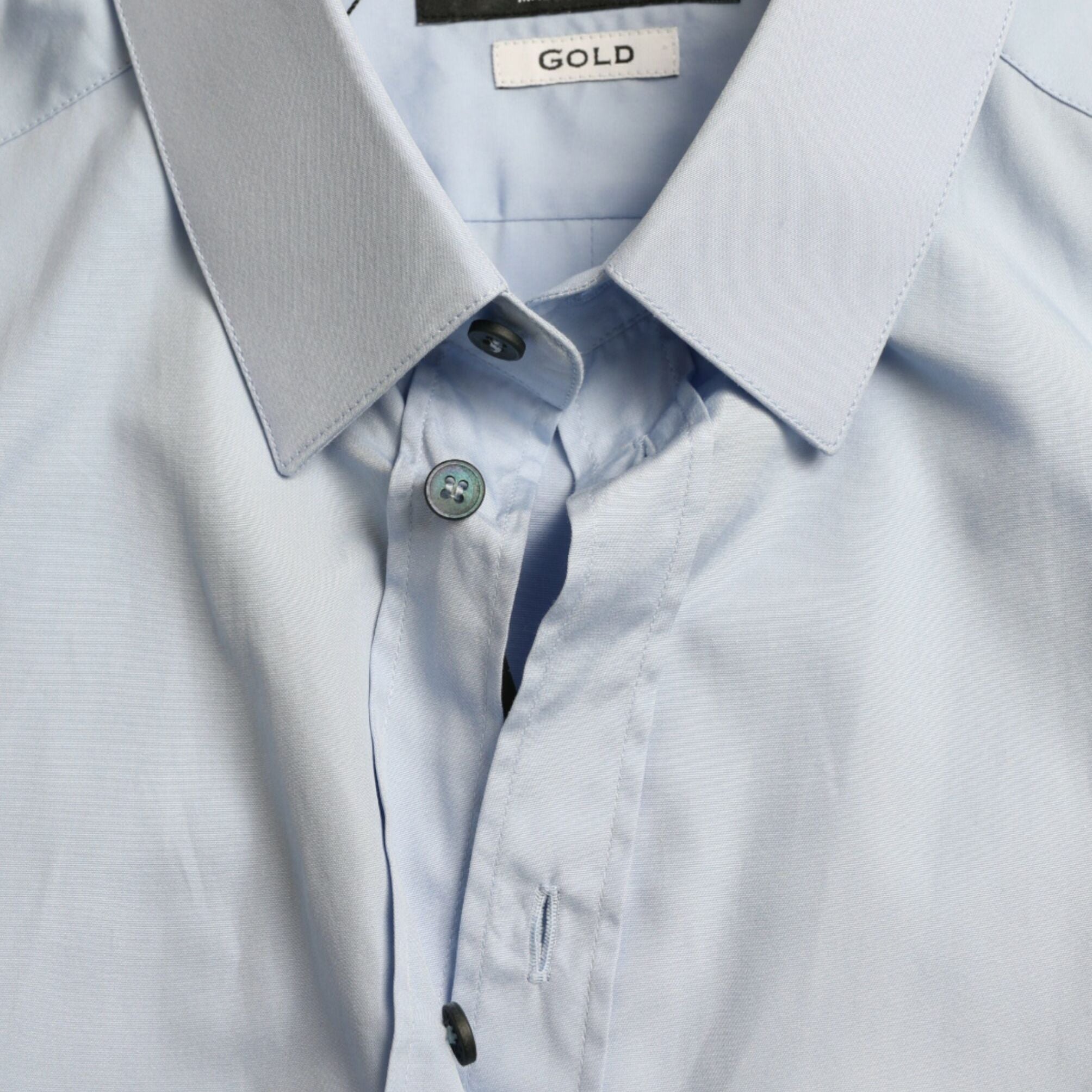 Dolce & Gabbana Sky Blue Cotton Men Formal GOLD Dress Shirt