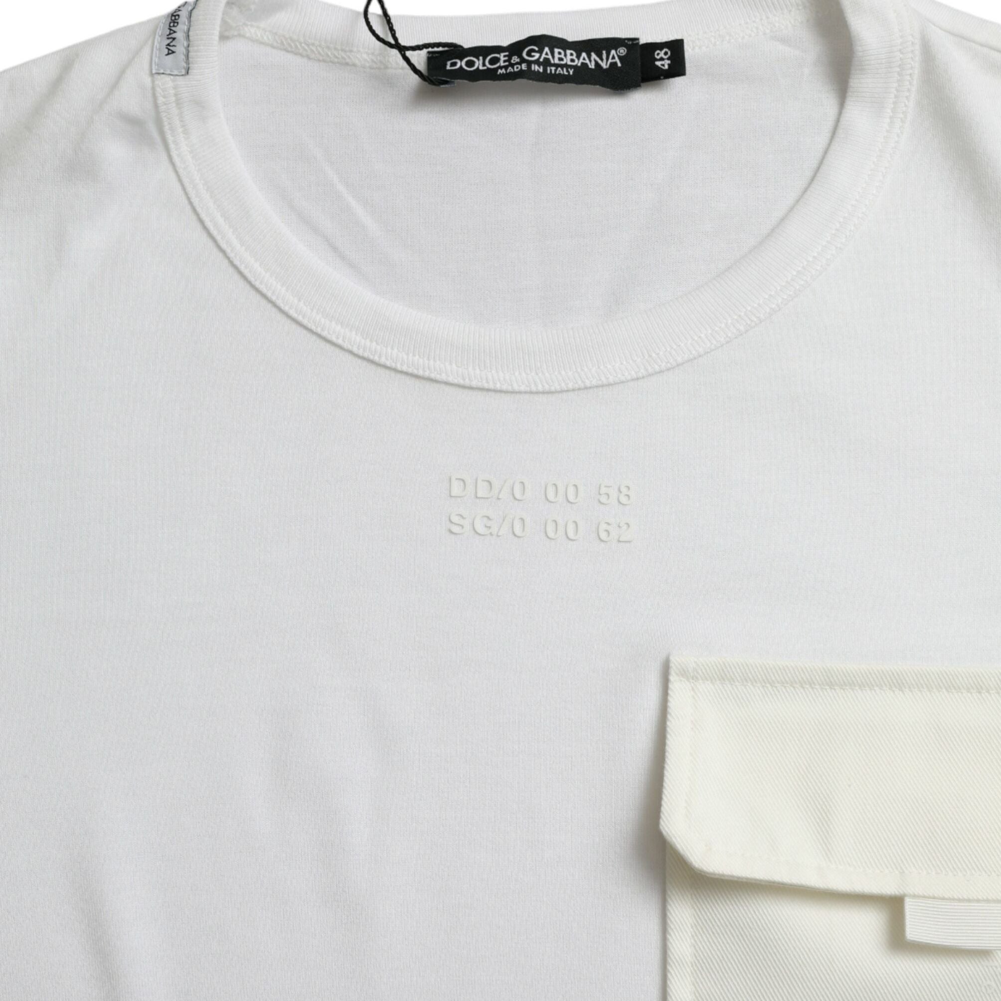 Dolce & Gabbana White Cotton Pocket Short Sleeves T-shirt