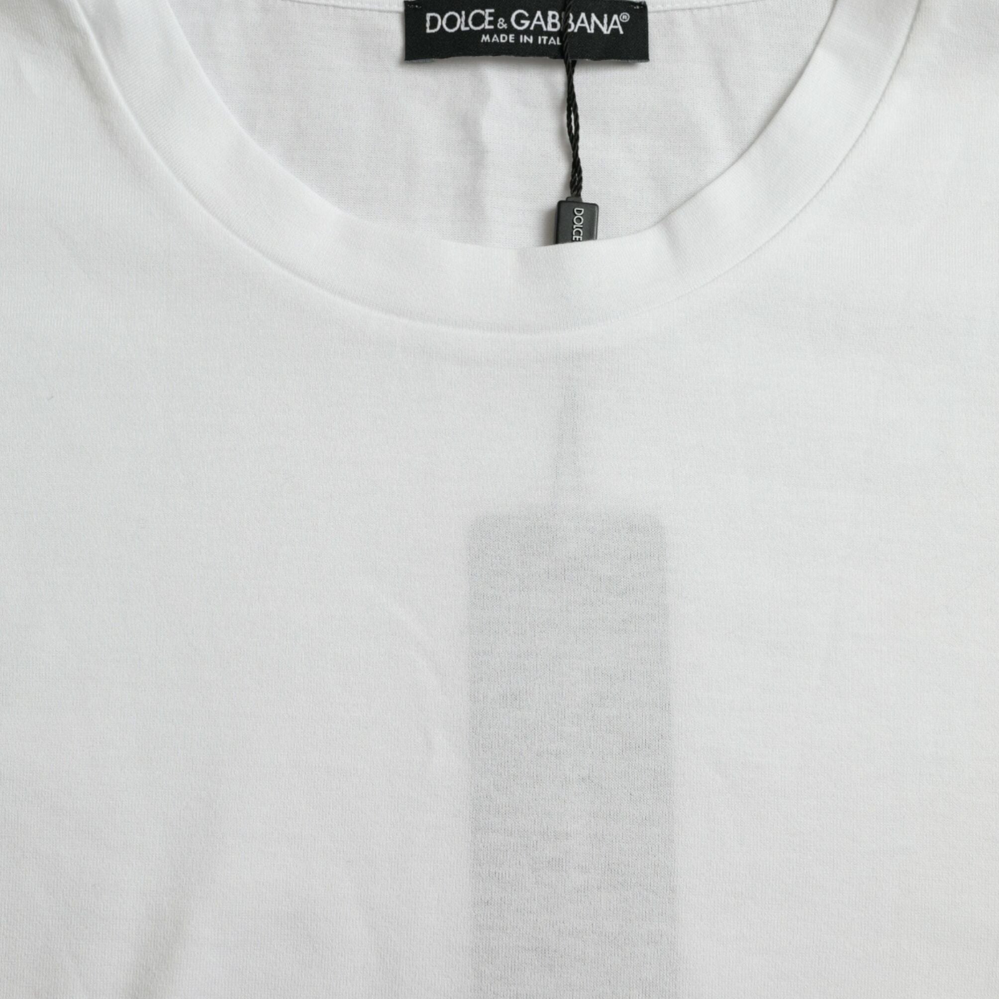 Dolce & Gabbana White Cotton Short Sleeves Crewneck T-shirt