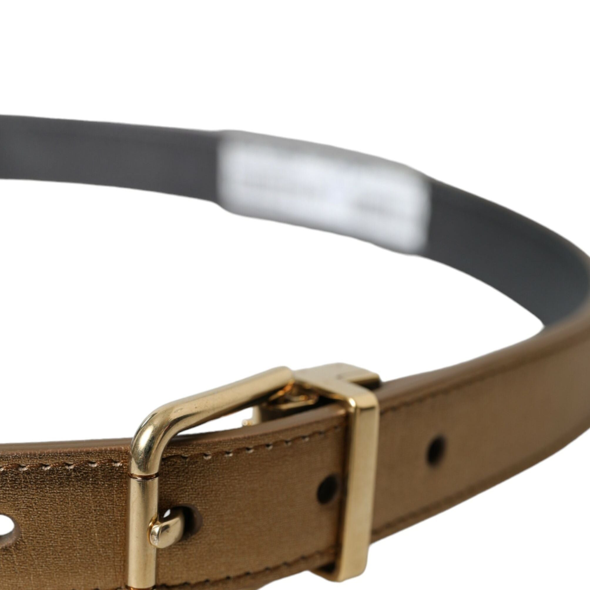 Dolce & Gabbana Metallic Gold Calf Leather Metal Buckle Belt