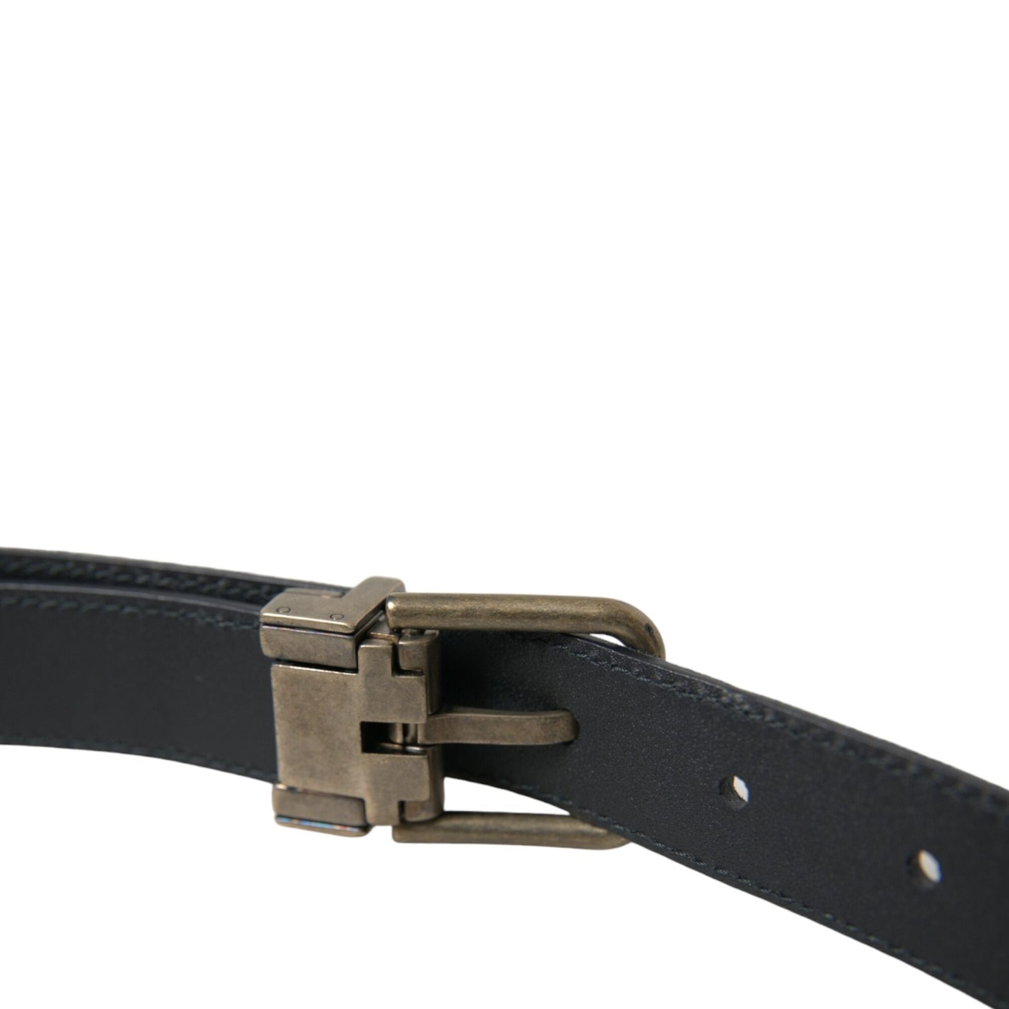 Dolce & Gabbana Blue Suede Leather Gold Metal Buckle Belt