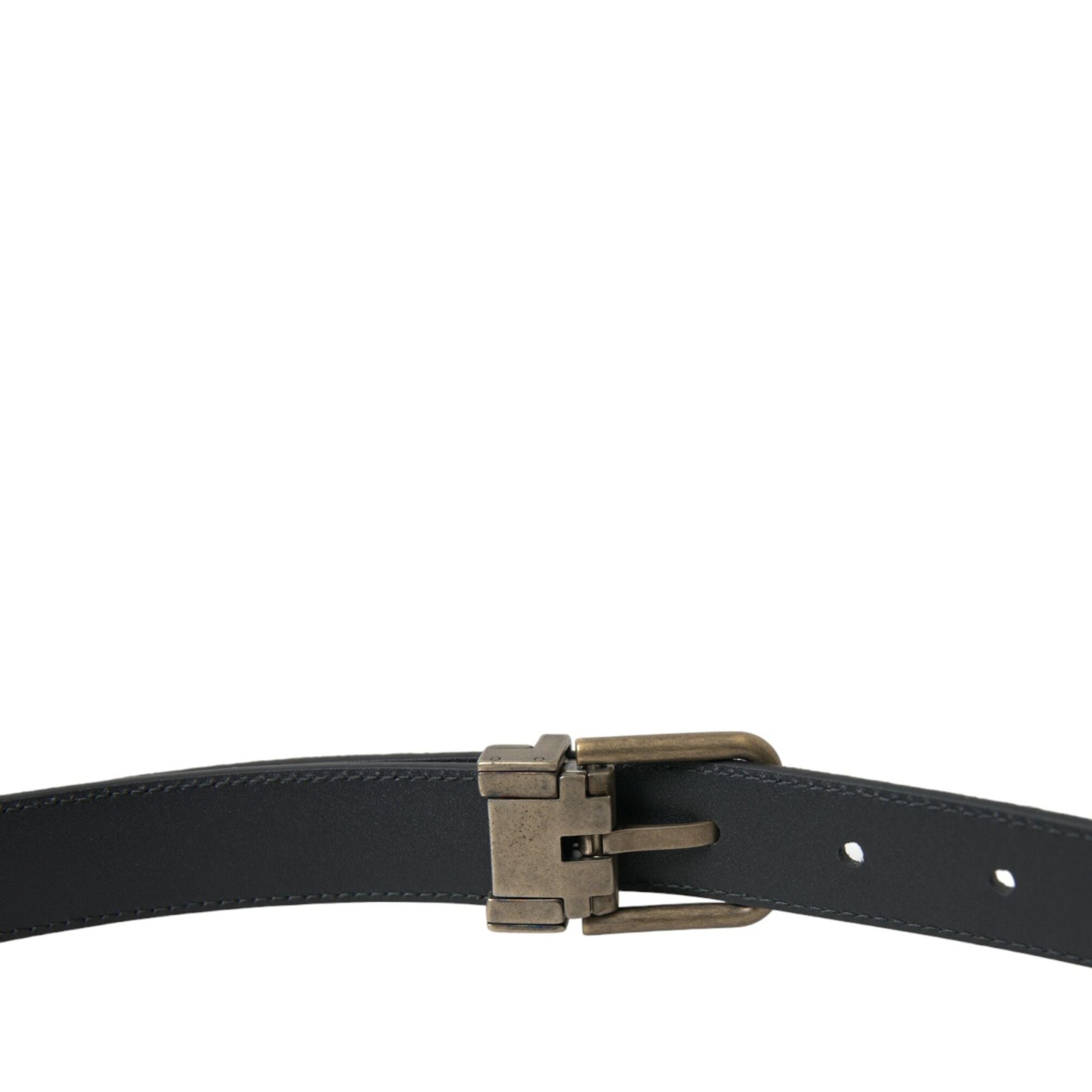 Dolce & Gabbana Black Suede Leather Gold Metal Buckle Belt