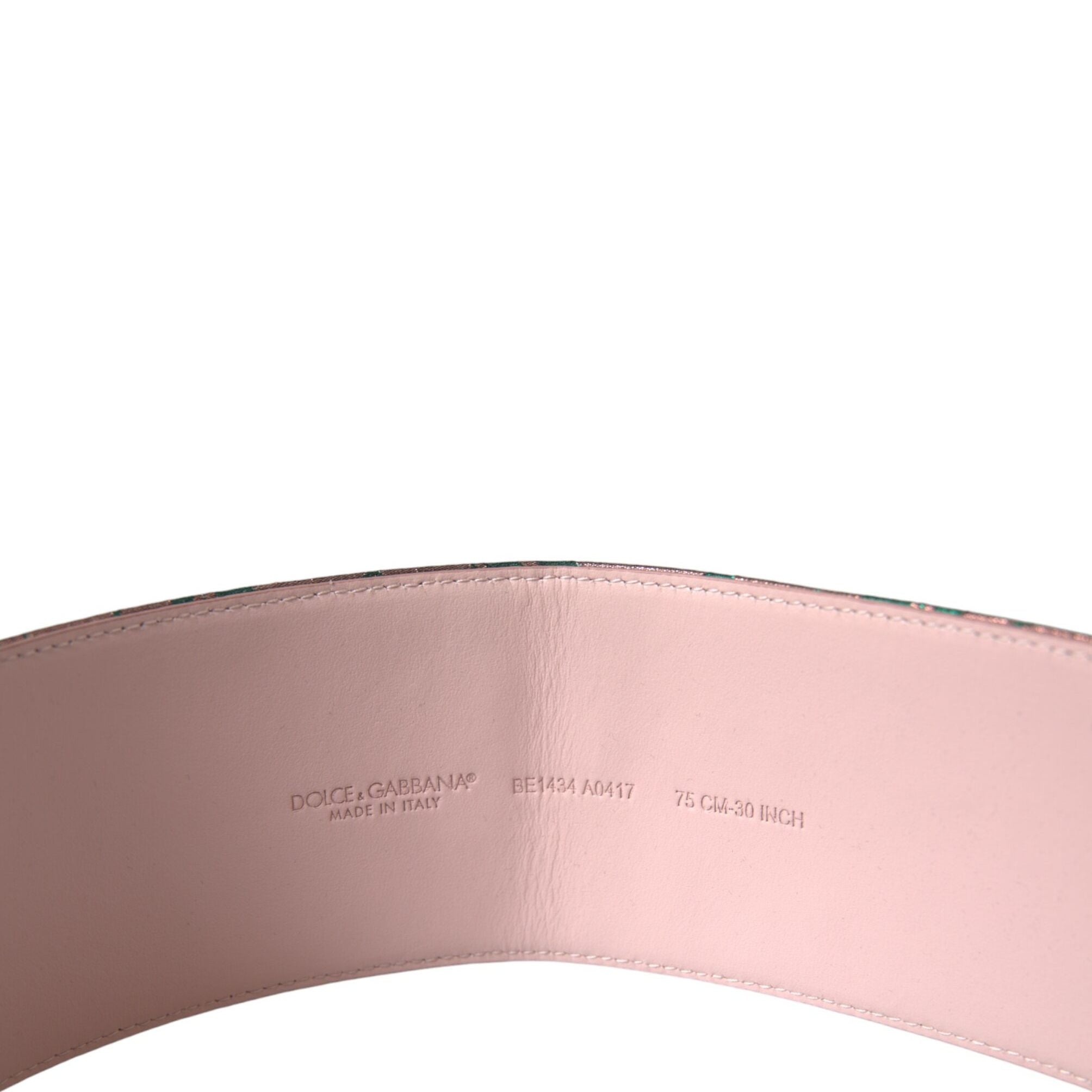 Dolce & Gabbana Multicolor Floral Jacquard Lurex Gold Buckle Belt