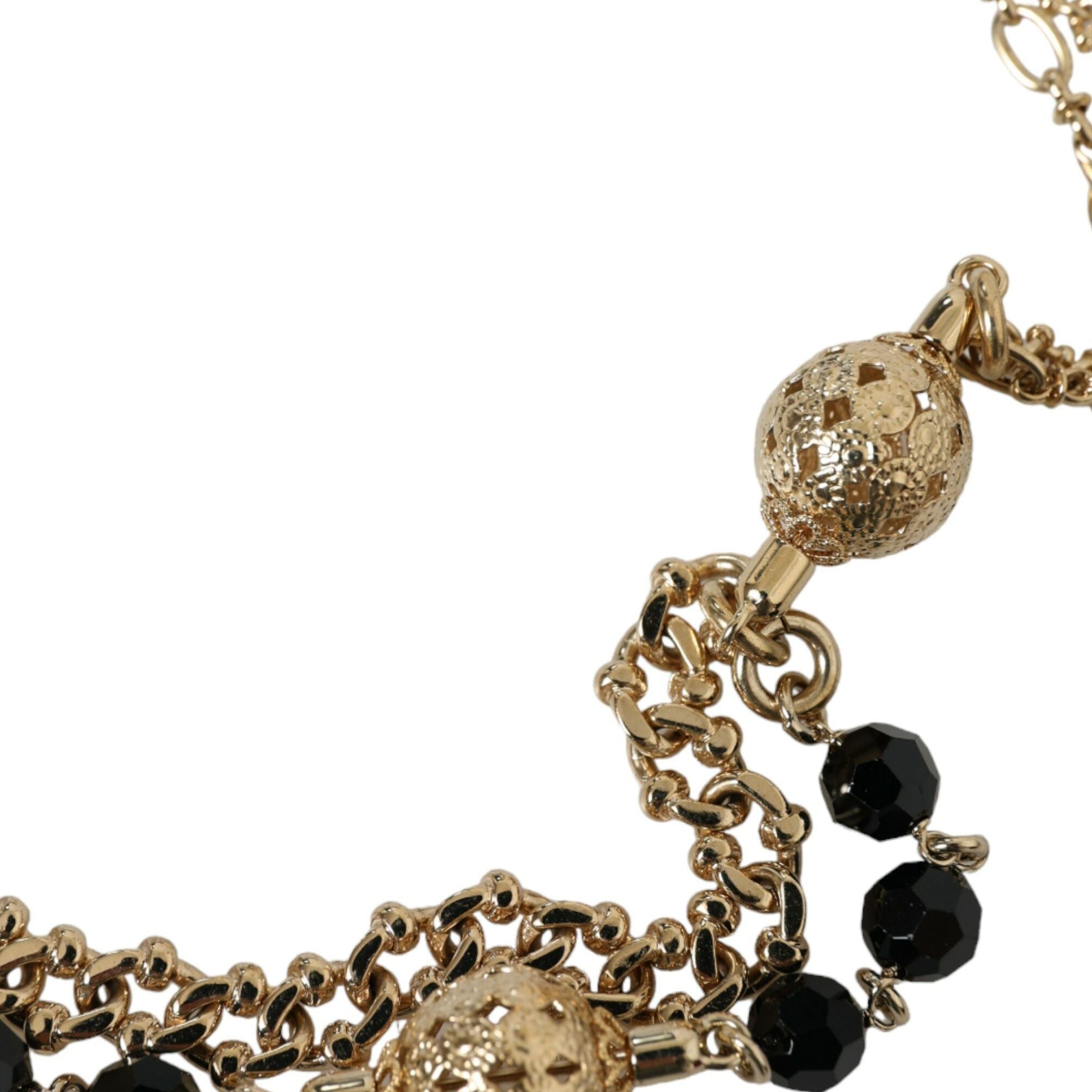 Dolce & Gabbana Black Suede Gold Chain Crystal Waist Belt