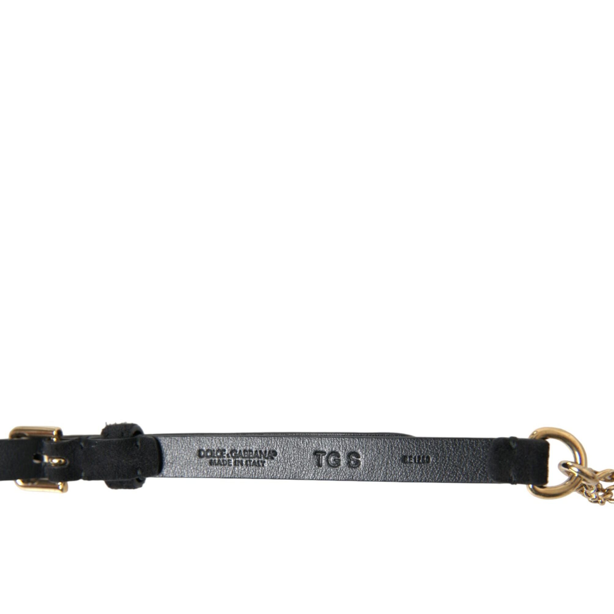 Dolce & Gabbana Black Suede Gold Chain Crystal Waist Belt