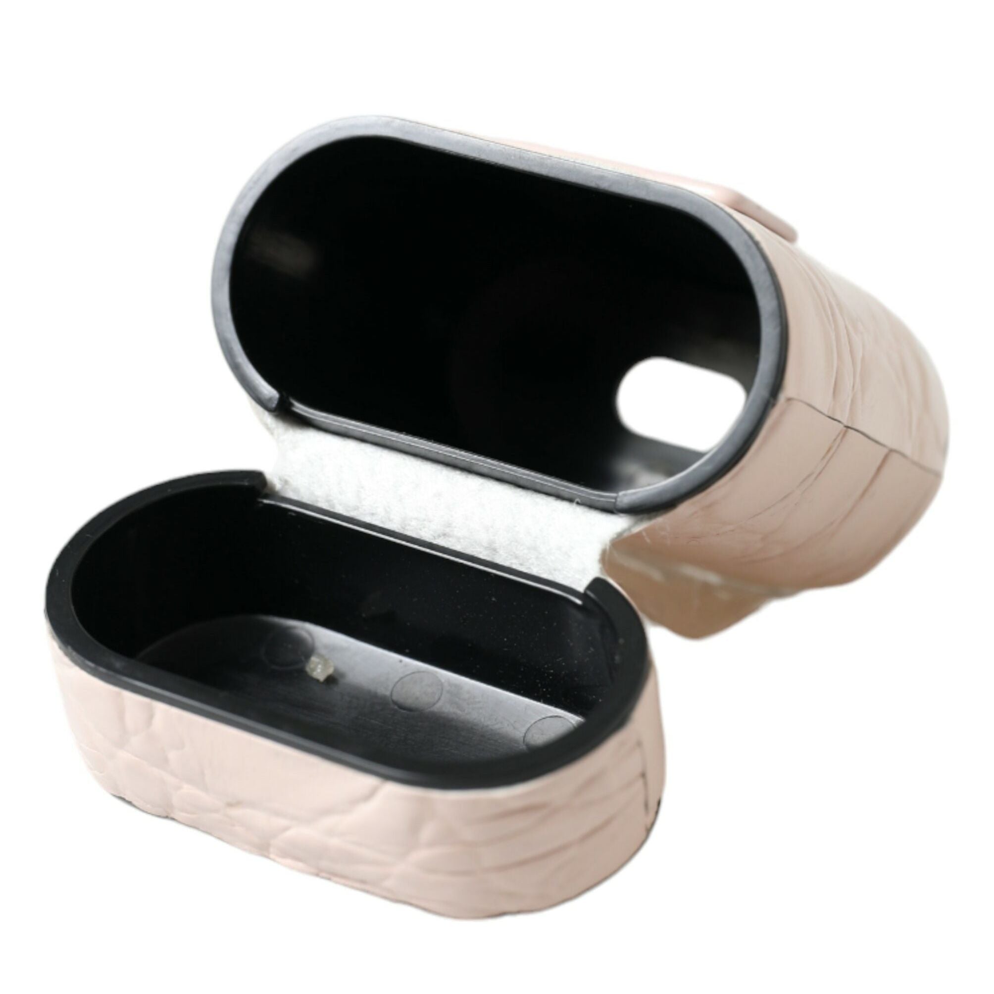 Dolce & Gabbana Light Pink Calf Leather Metal Logo Plaque Airpods Case