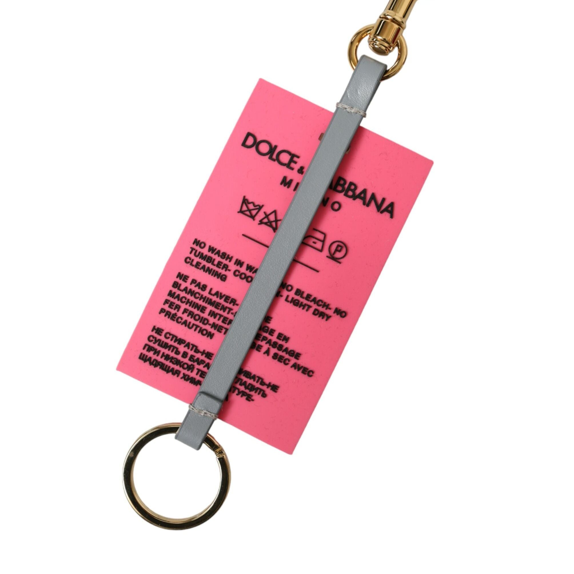 Dolce & Gabbana Pink Silicone DG Logo Gold Brass Keychain