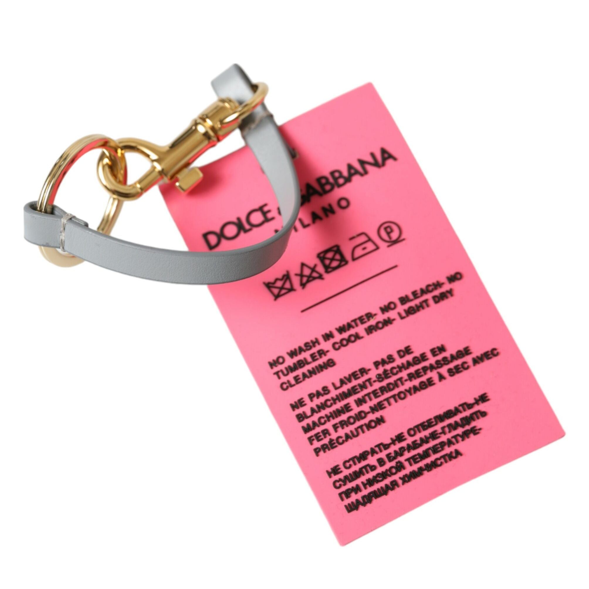 Dolce & Gabbana Pink Silicone DG Logo Gold Brass Keychain
