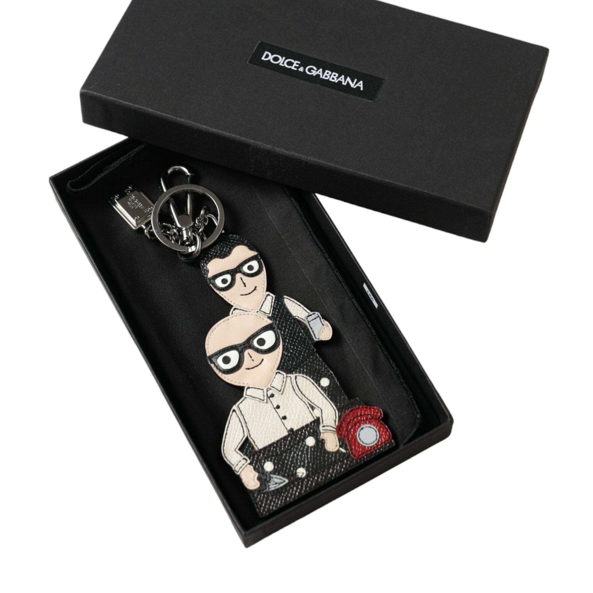 Dolce & Gabbana Leather Dominico Stefano #DGFAMILY Logo Badge Keychain