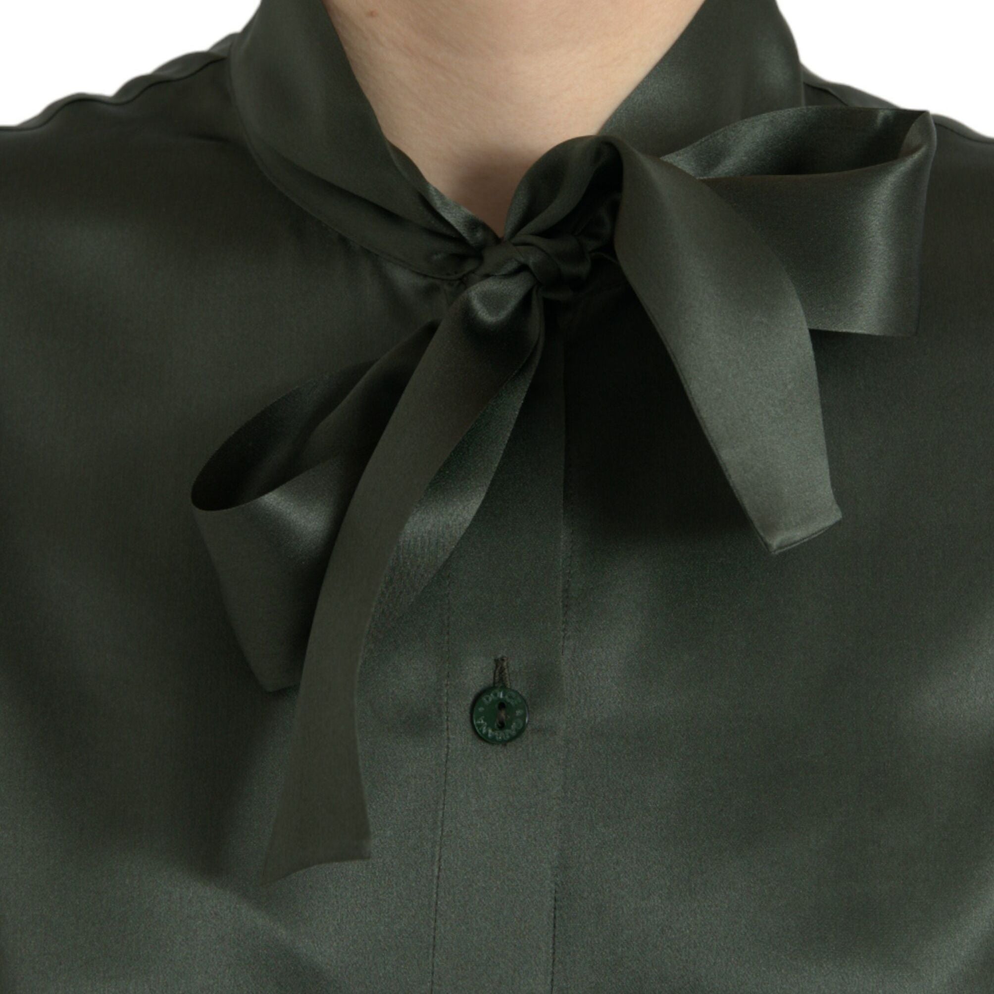 Dolce & Gabbana Gray Long Sleeves Ascot Collar Blouse Top