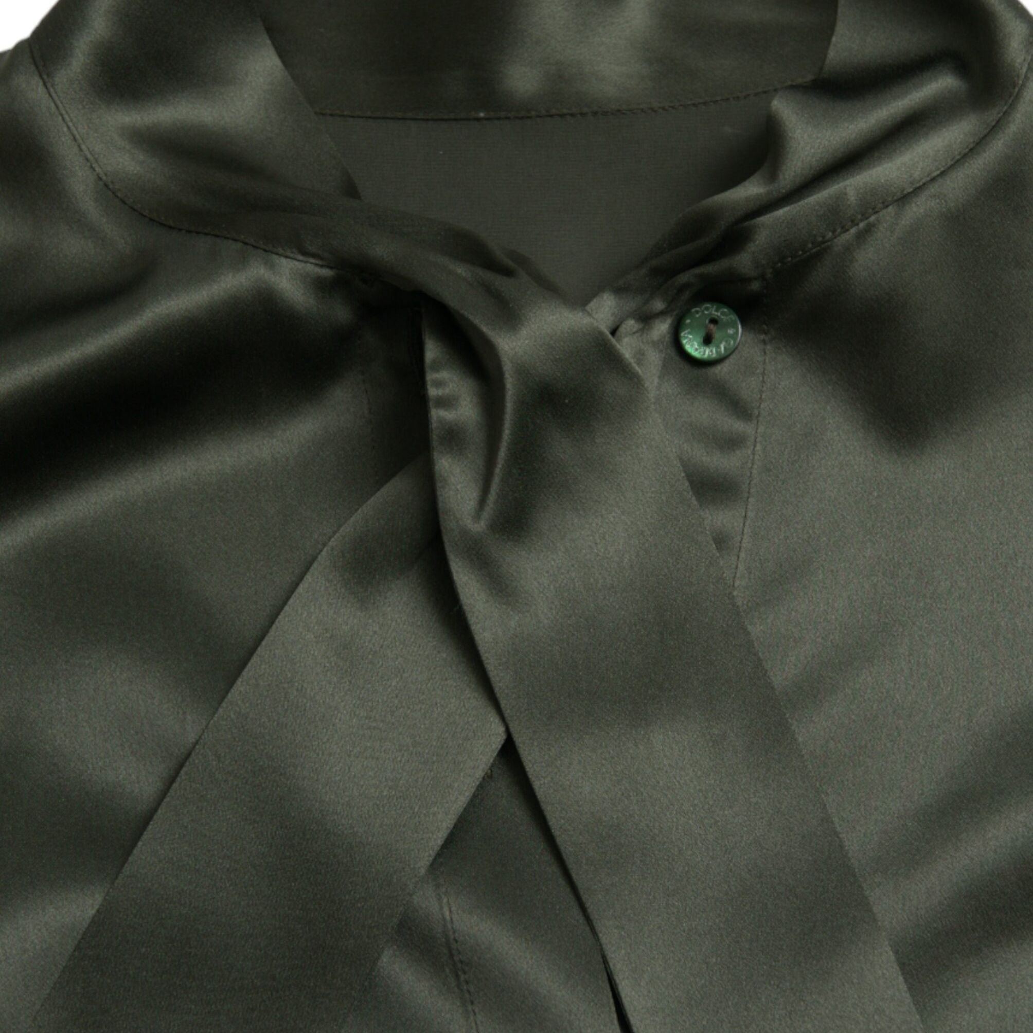 Dolce & Gabbana Gray Long Sleeves Ascot Collar Blouse Top