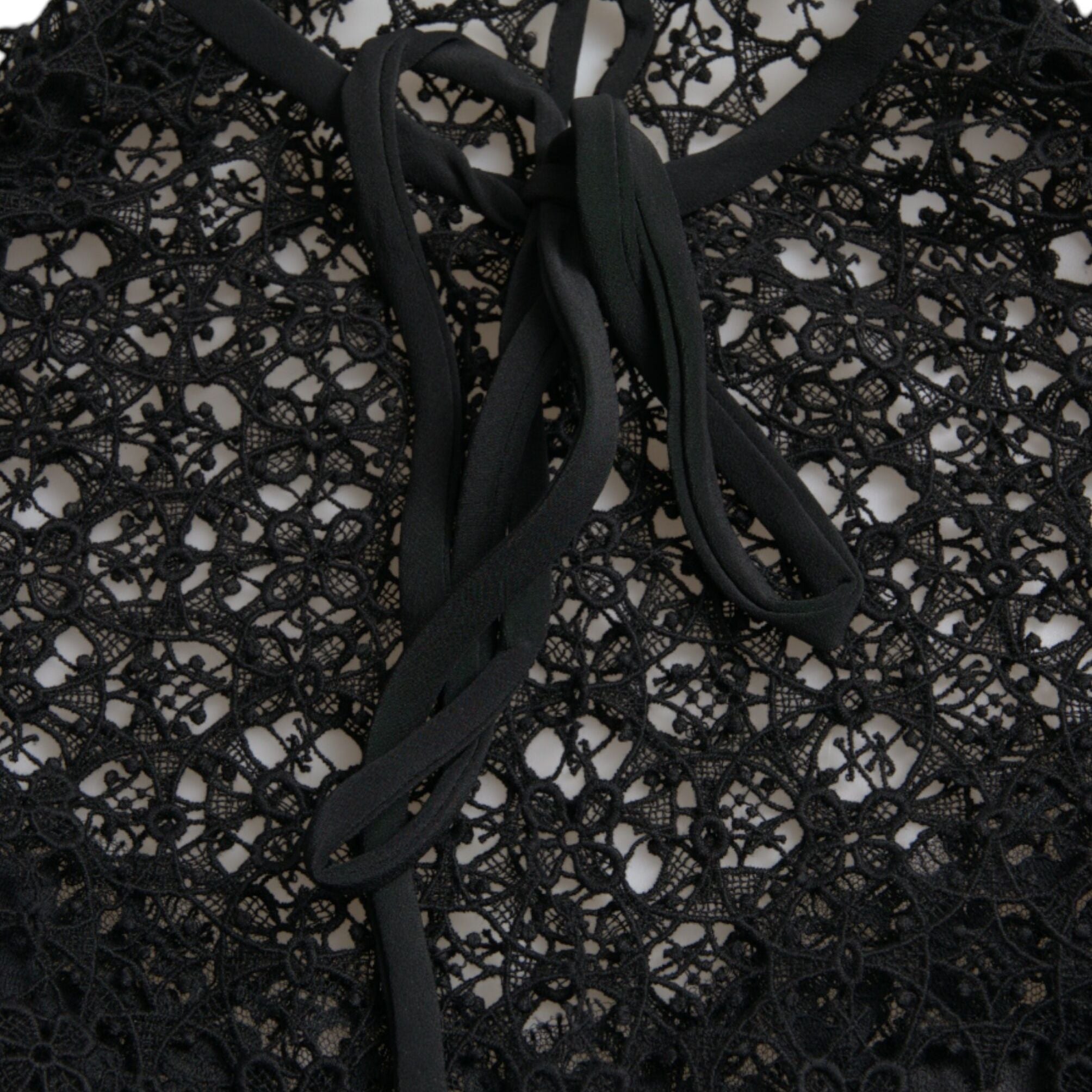 Dolce & Gabbana Black Floral Lace Short Sleeves Blouse Top