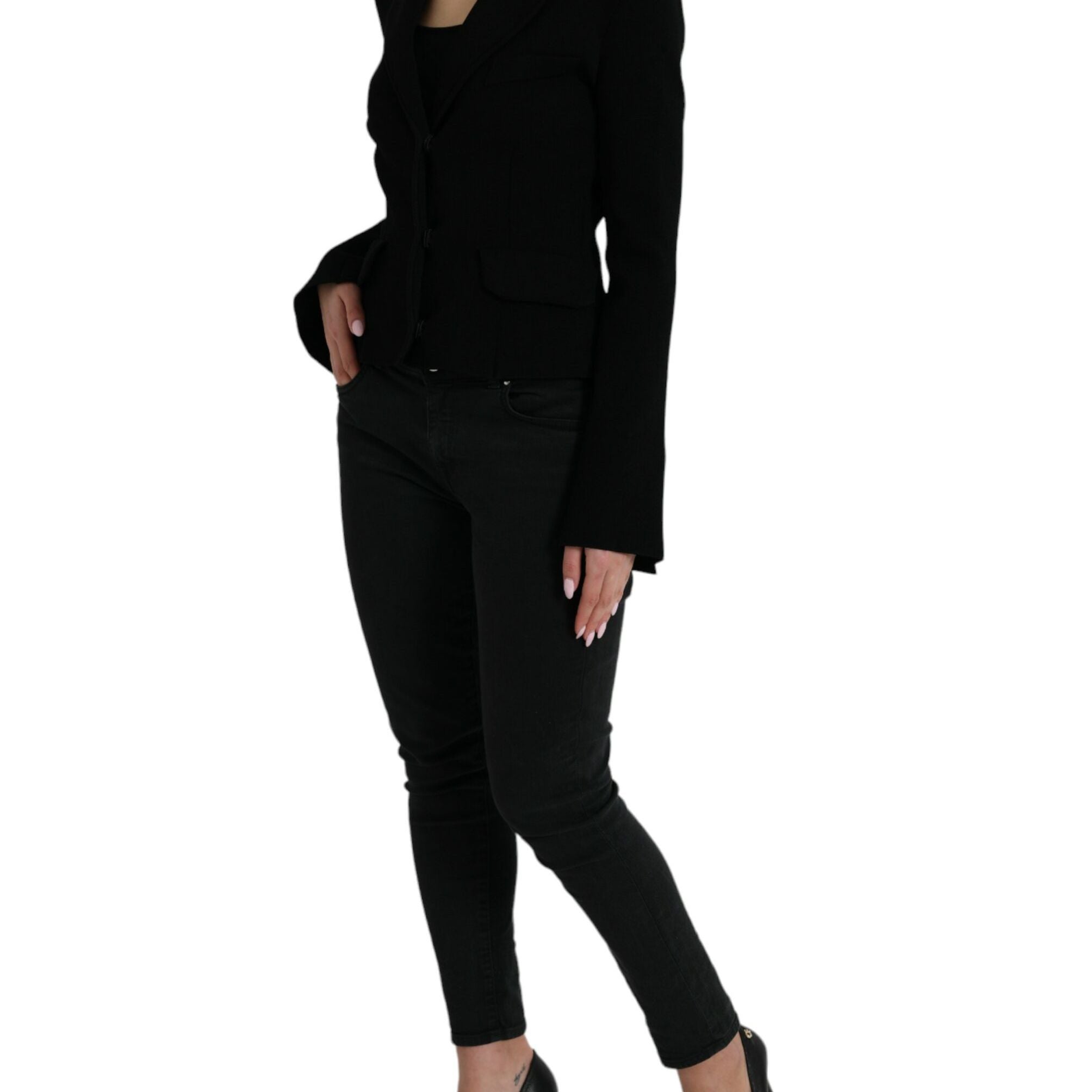Dolce & Gabbana Black Viscose Single Breasted Blazer Jacket
