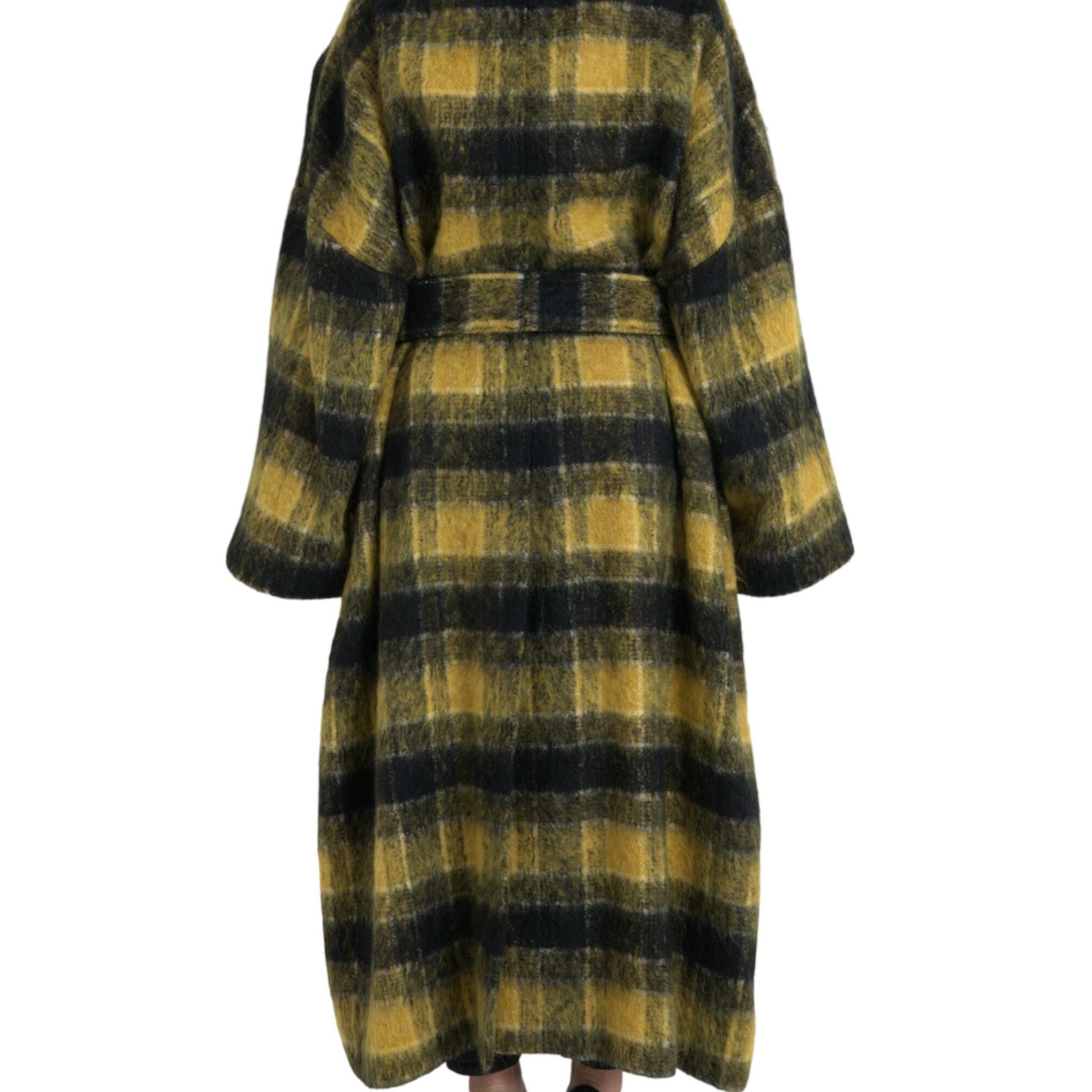 Dolce & Gabbana Yellow Checkered Long Sleeve Coat Jacket