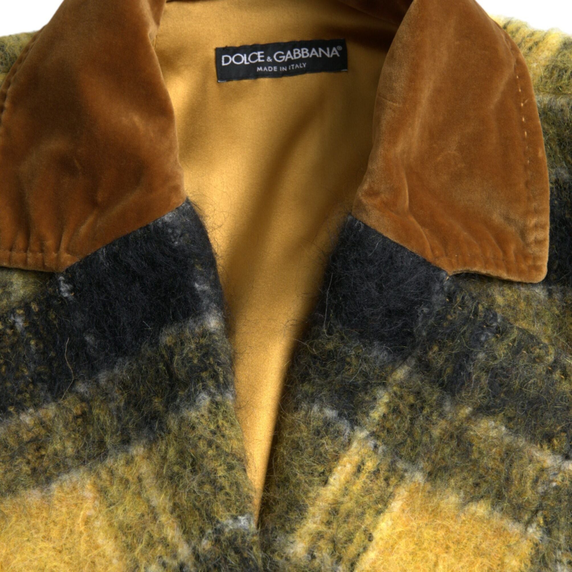 Dolce & Gabbana Yellow Checkered Long Sleeve Coat Jacket