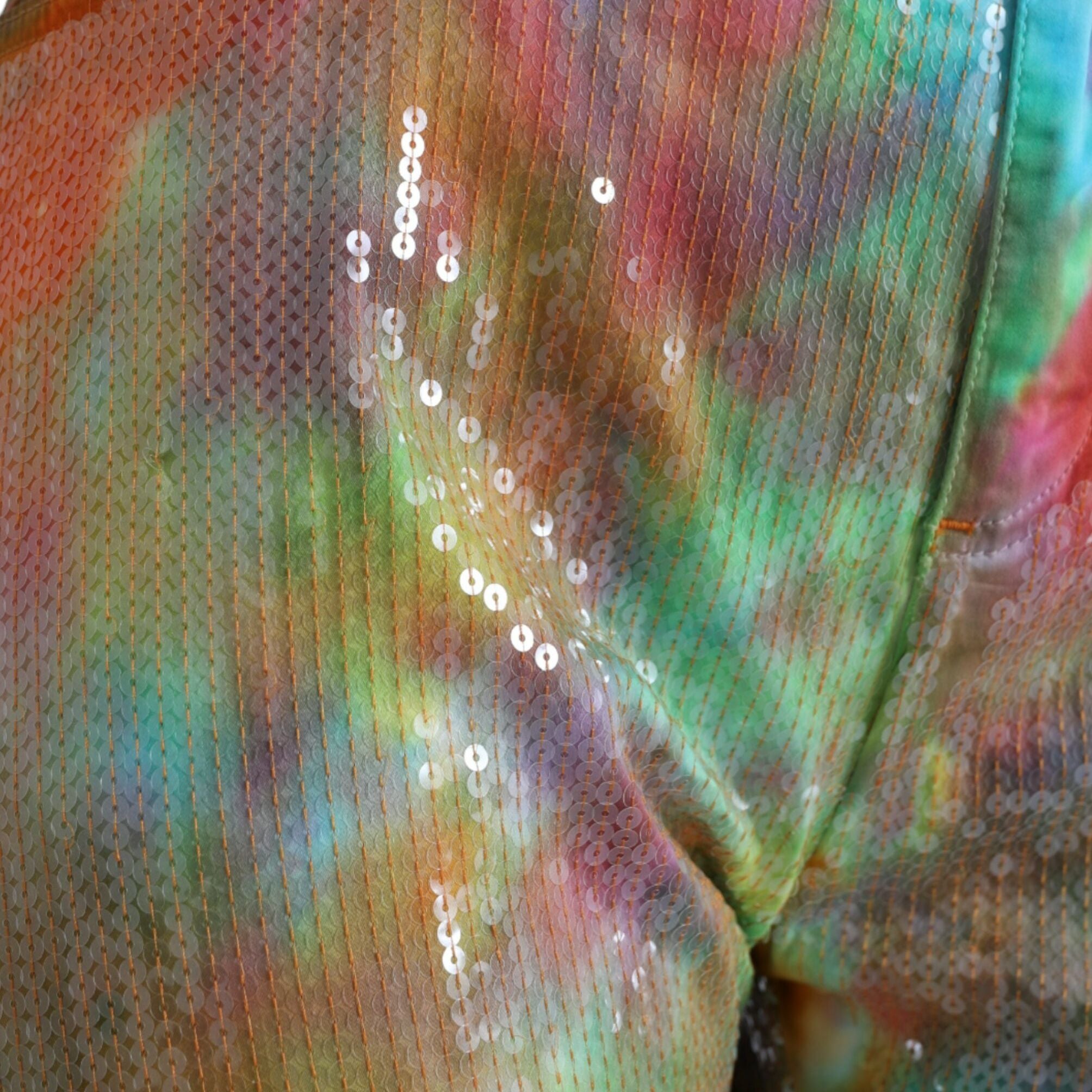 Dolce & Gabbana Multicolor Tie Dye Sequined High Waist Cropped Pants