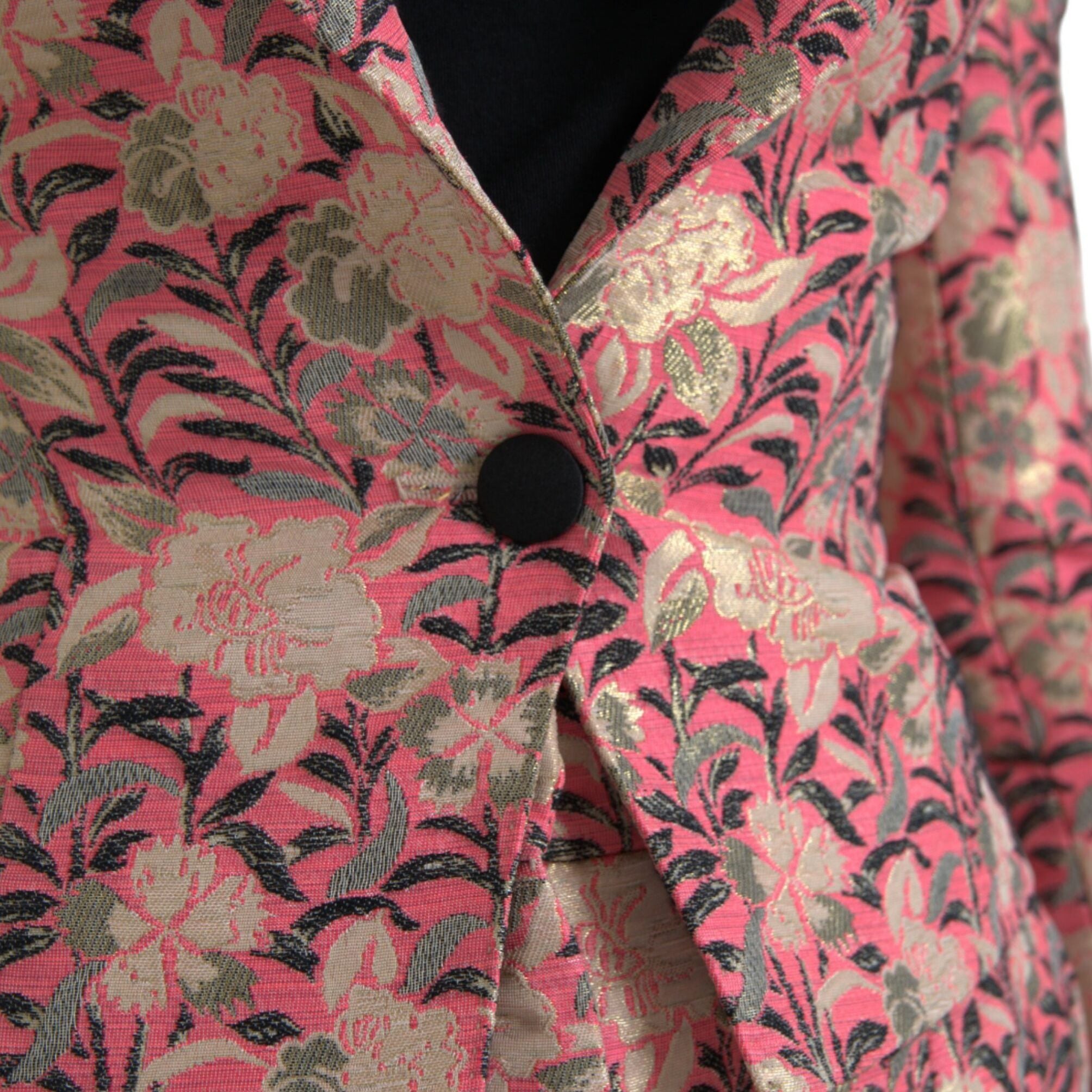 Dolce & Gabbana Pink Floral Jacquard Slim Fit 2 Piece Suit