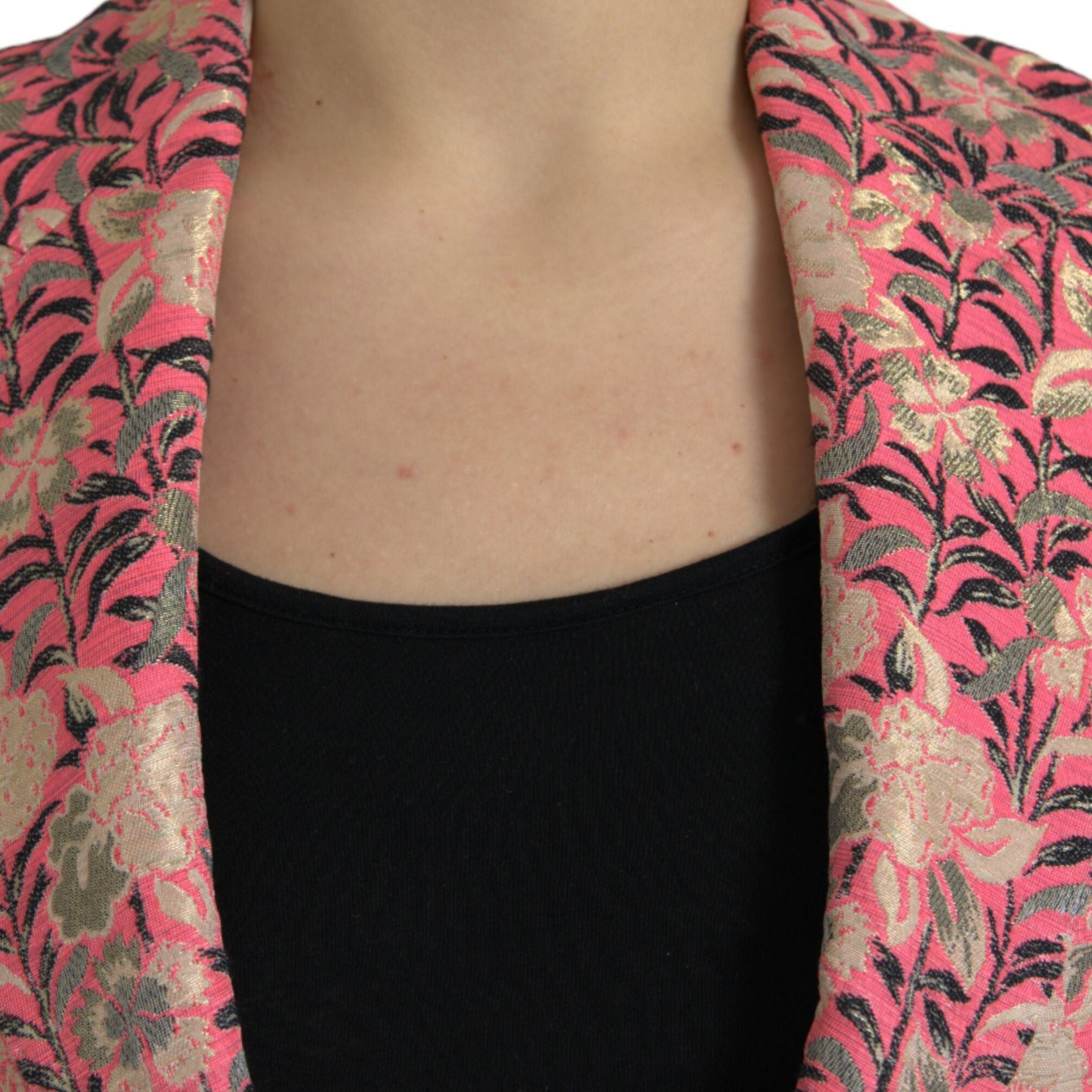 Dolce & Gabbana Pink Floral Jacquard Slim Fit 2 Piece Suit