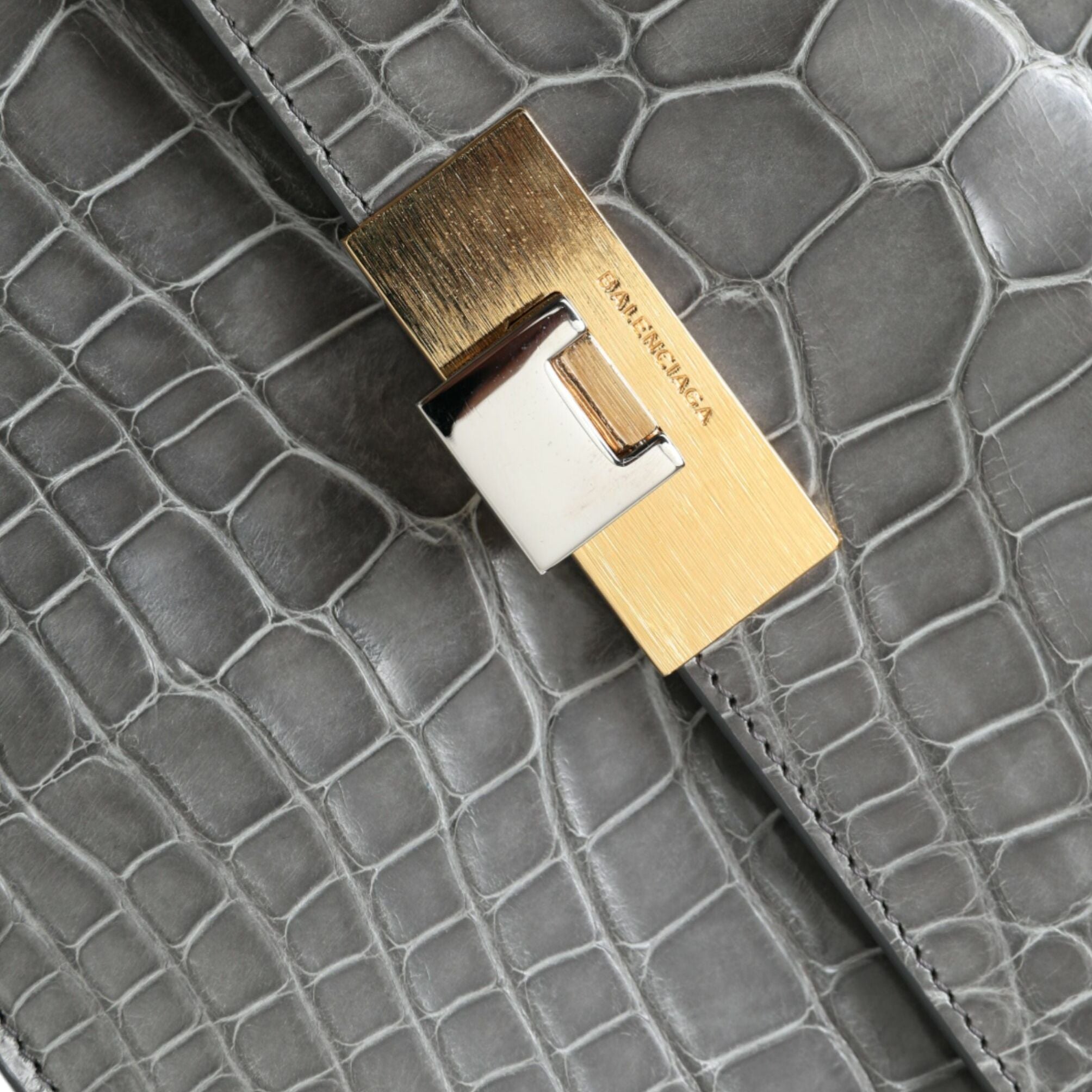 Balenciaga Gray Exotic Leather Medium Shoulder Hand Purse Bag