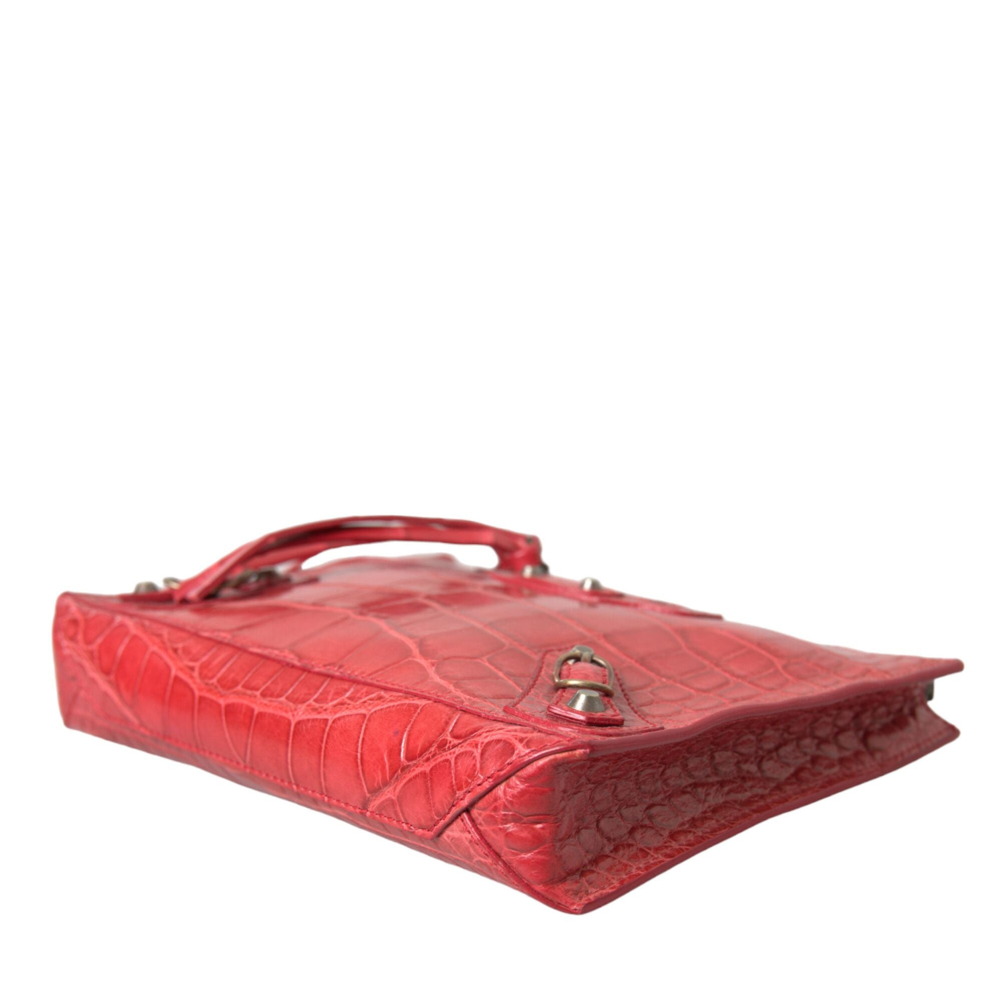 Balenciaga Red Exotic Skin Leather Classic Pouch Purse Wristlet Bag