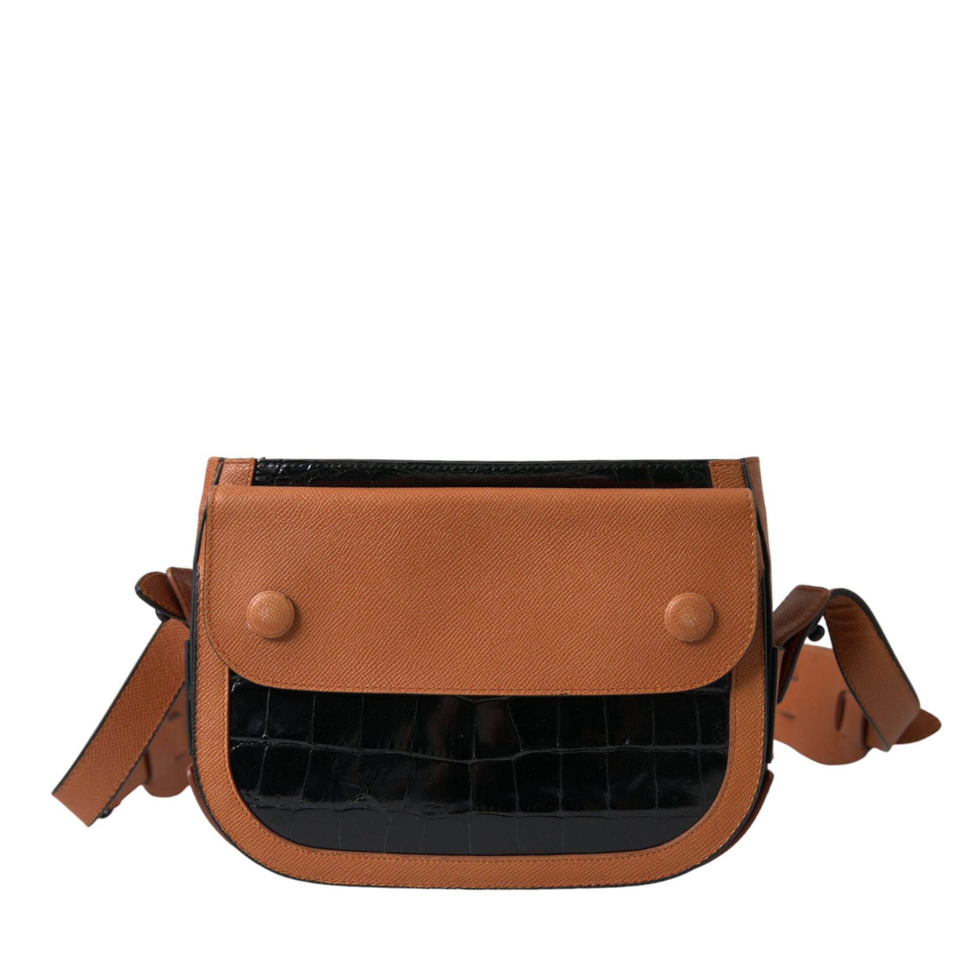 Balenciaga Black Brown Exotic Skin Leather Shoulder Camera Purse Bag