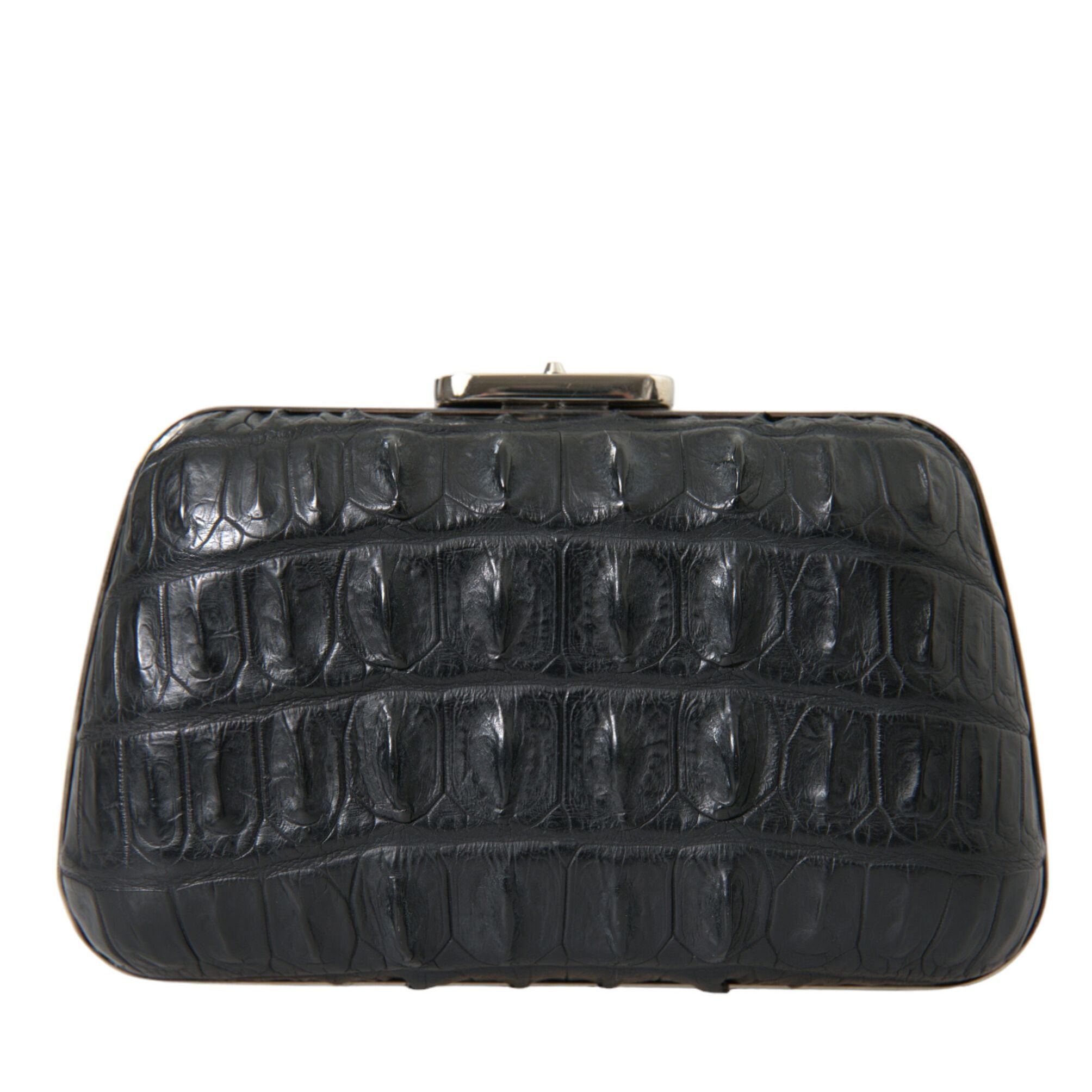 Balenciaga Black Exotic Skin Leather Shoulder Crossbody Box Clutch Bag