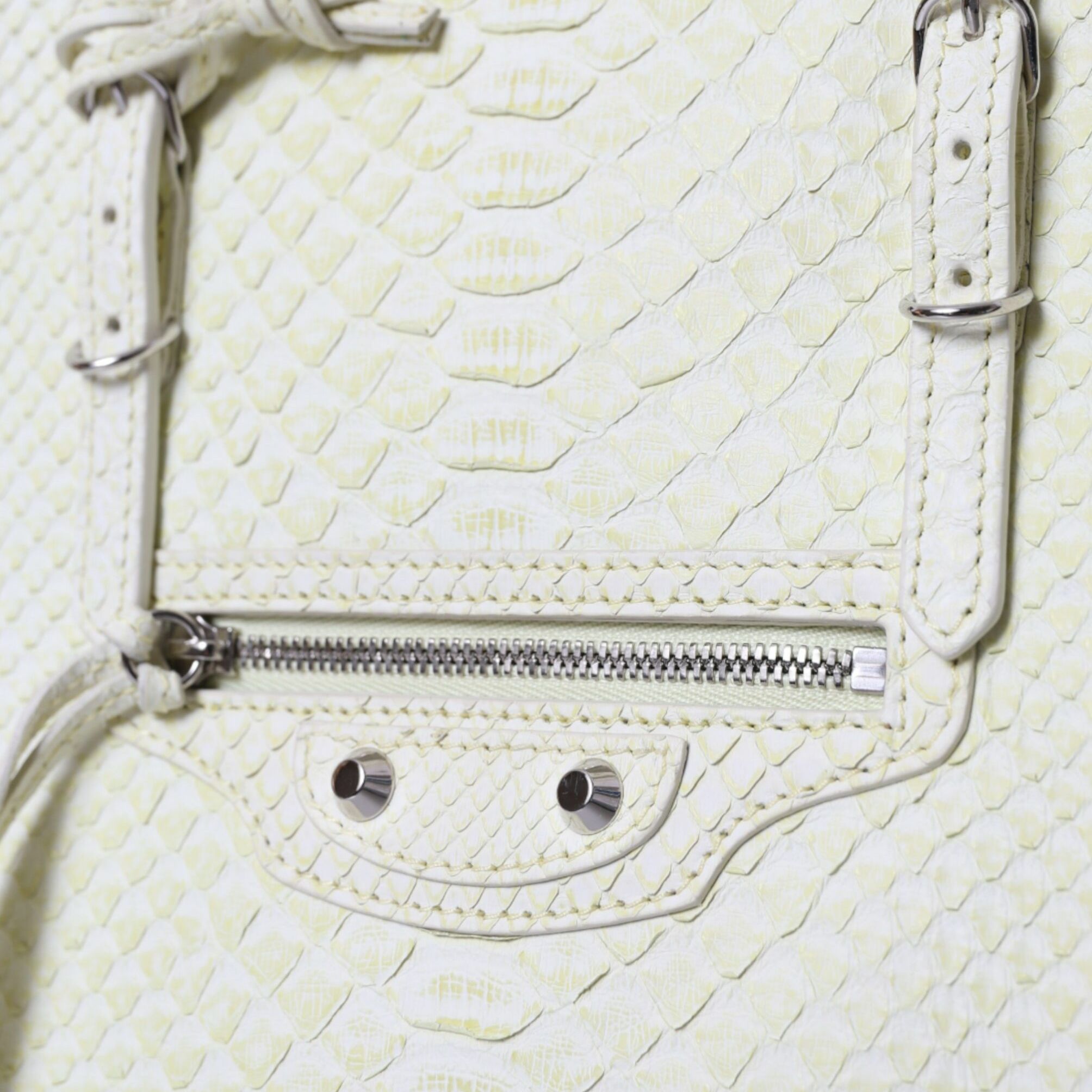 Balenciaga White Yellow Exotic Skin Leather Shopping Tote PAPIER Bag