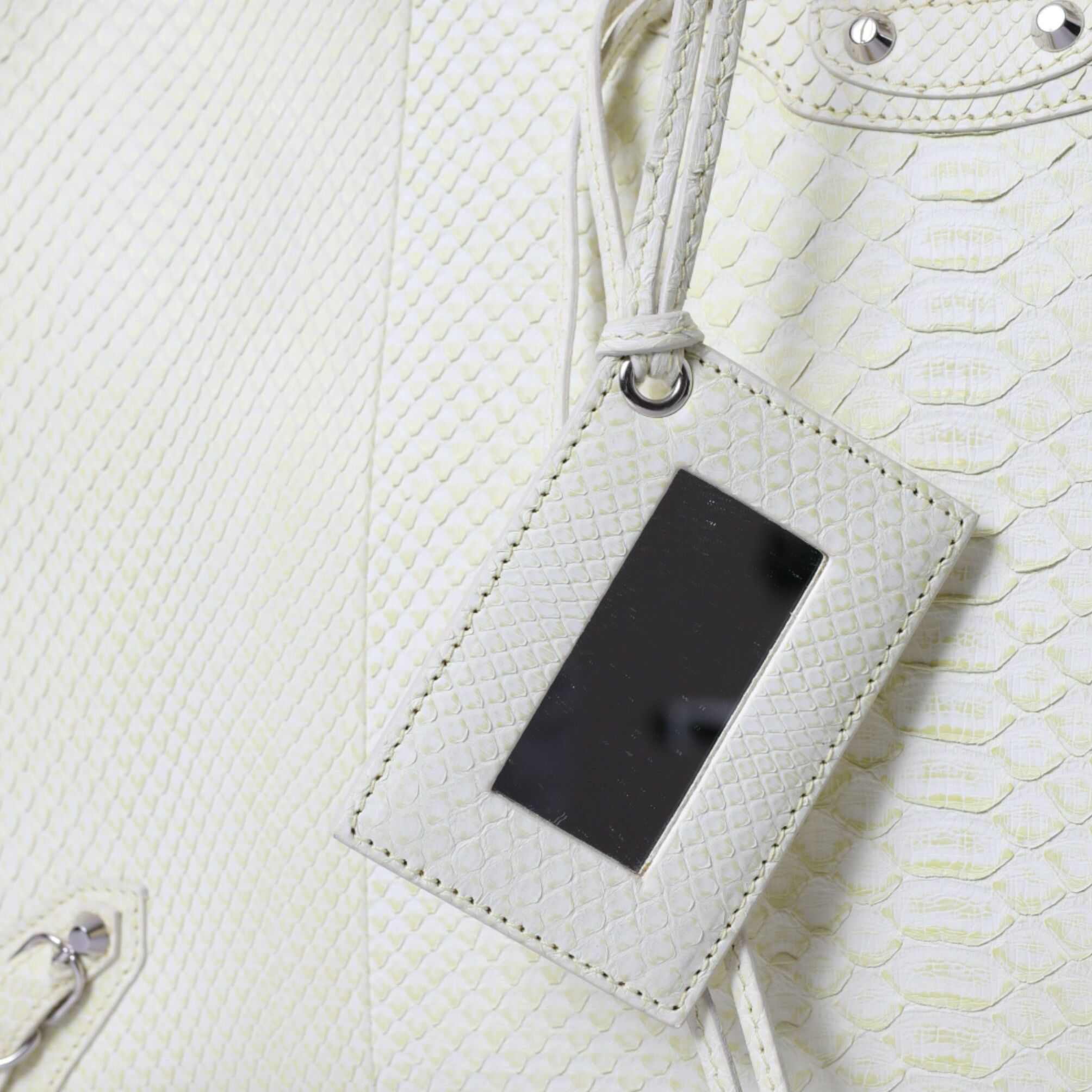 Balenciaga White Yellow Exotic Skin Leather Shopping Tote PAPIER Bag