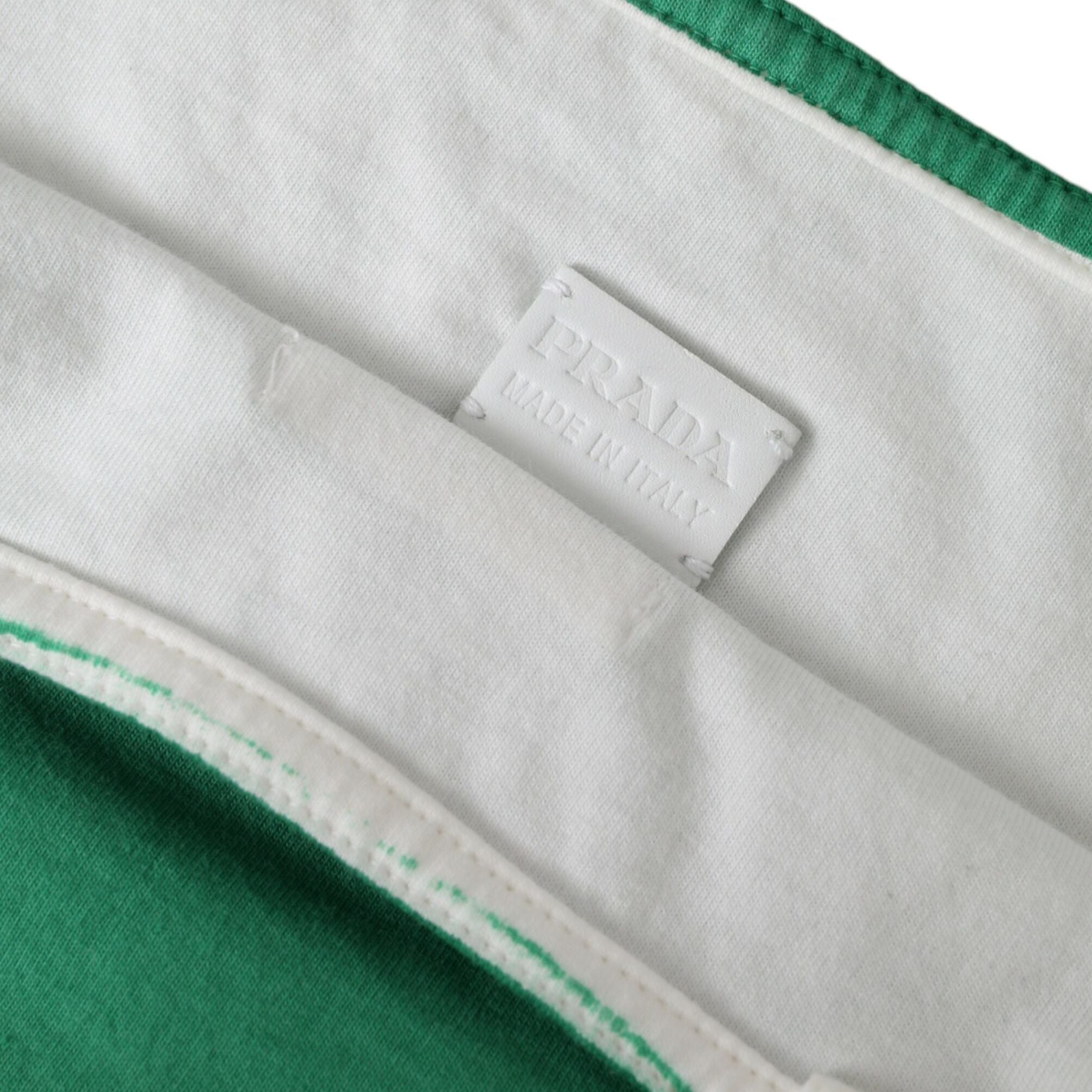 Prada Green Jersey Fabric Logo Shoulder Shopping Tote Shopping Bag