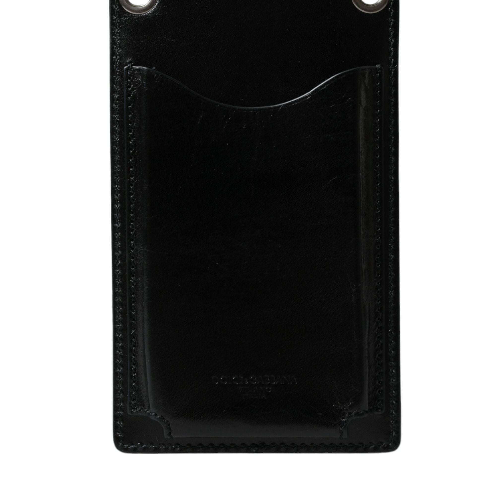Dolce & Gabbana Wallet Black Horse Leather Zip Logo Cross Body Phone Slot