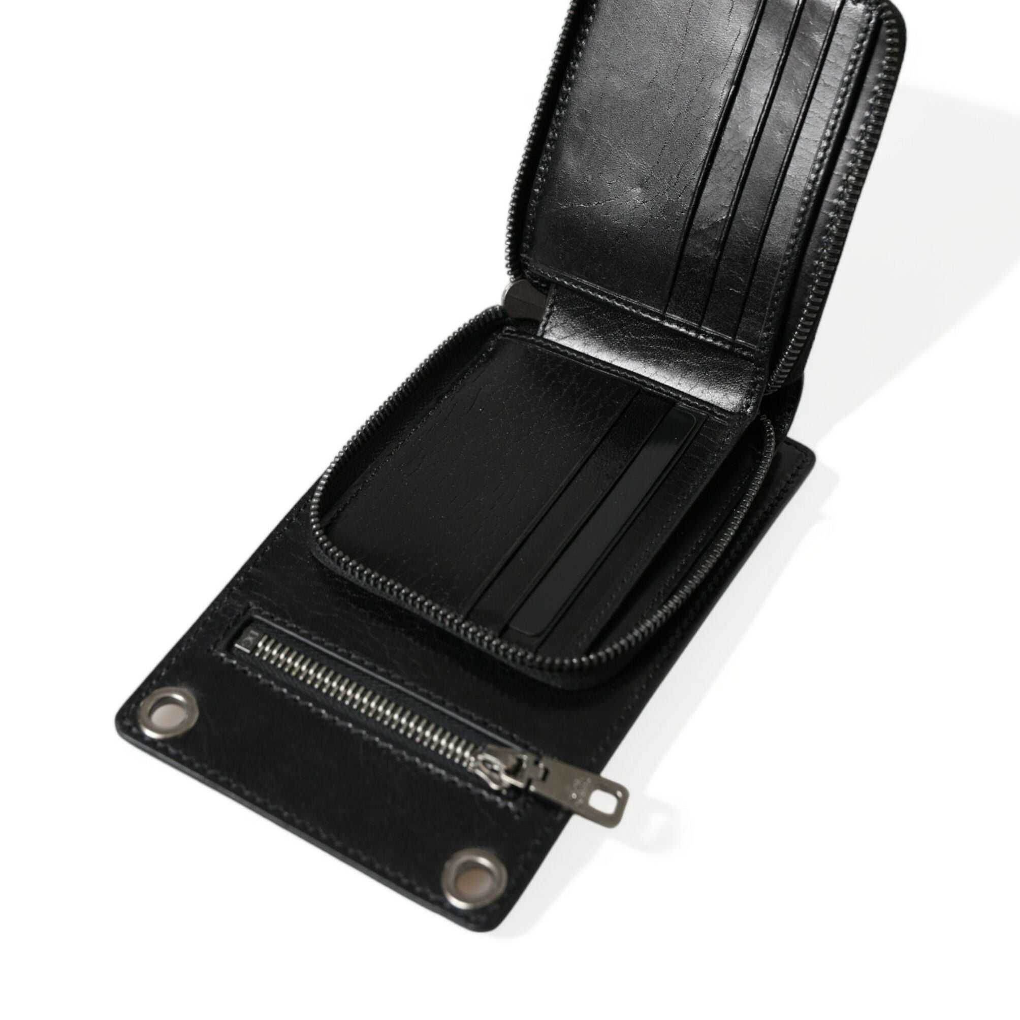 Dolce & Gabbana Wallet Black Horse Leather Zip Logo Cross Body Phone Slot