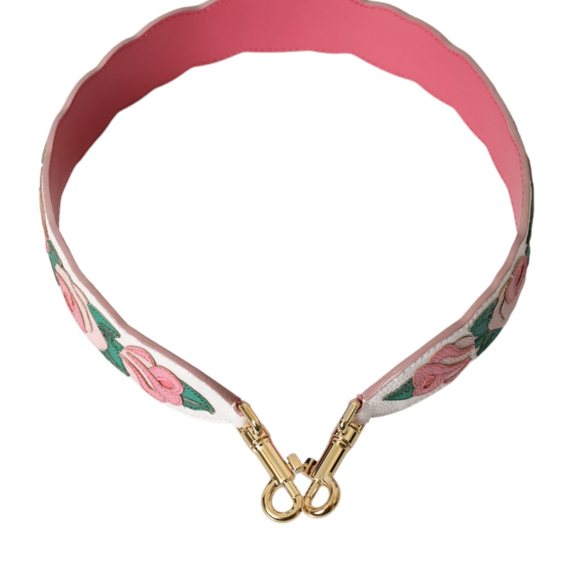Dolce & Gabbana White Floral Leather Accessory Shoulder Strap