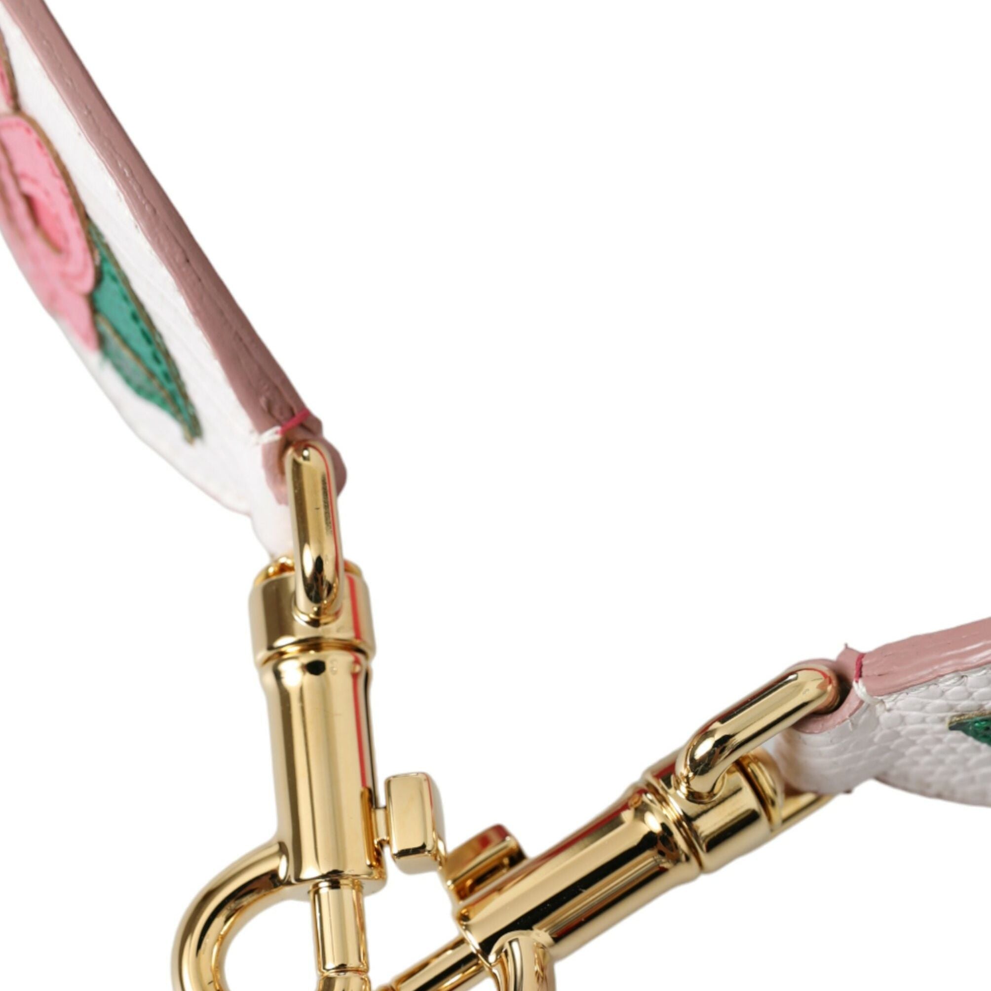 Dolce & Gabbana White Floral Leather Accessory Shoulder Strap
