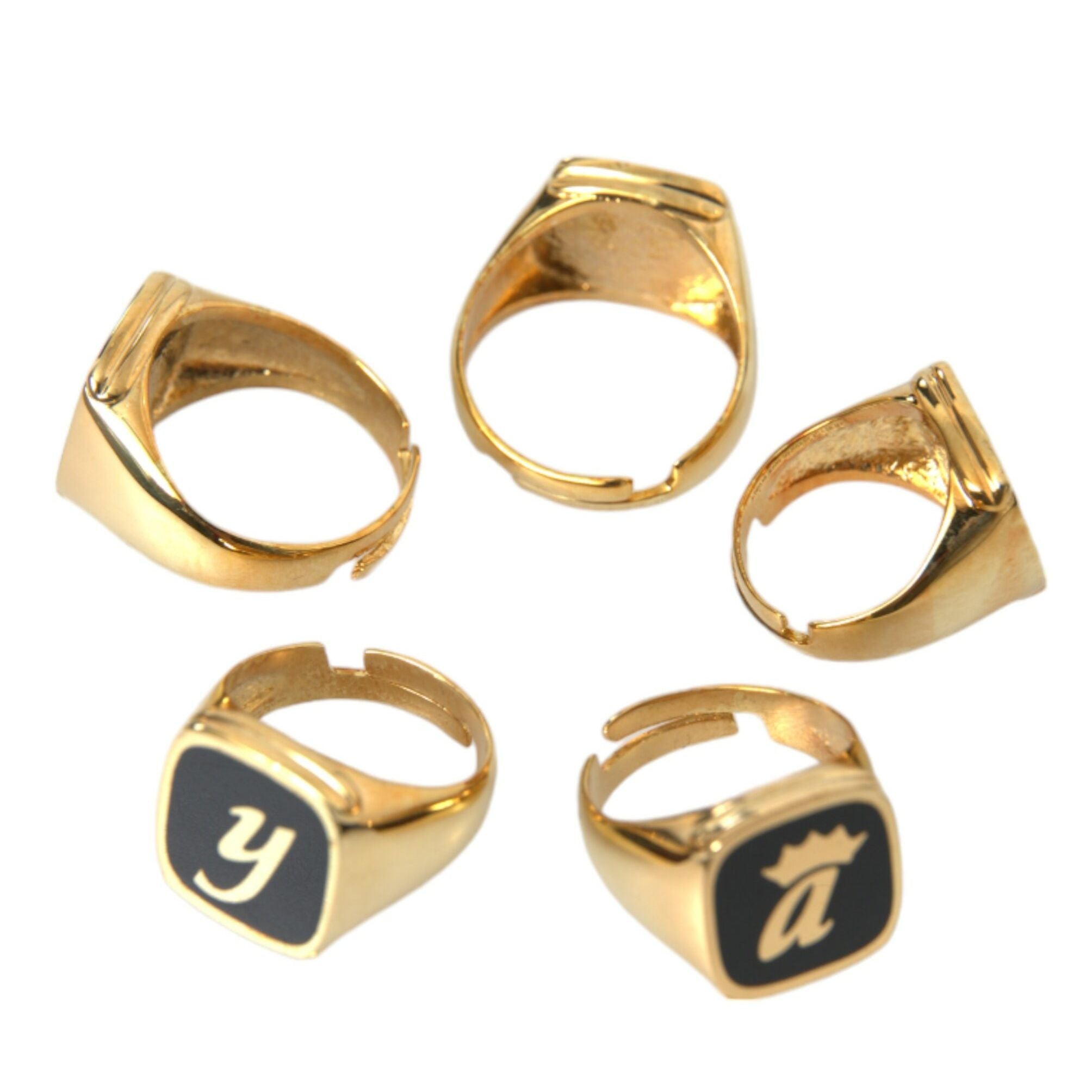Dolce & Gabbana Gold Brass ROYAL Enamel Set of 5 Ring