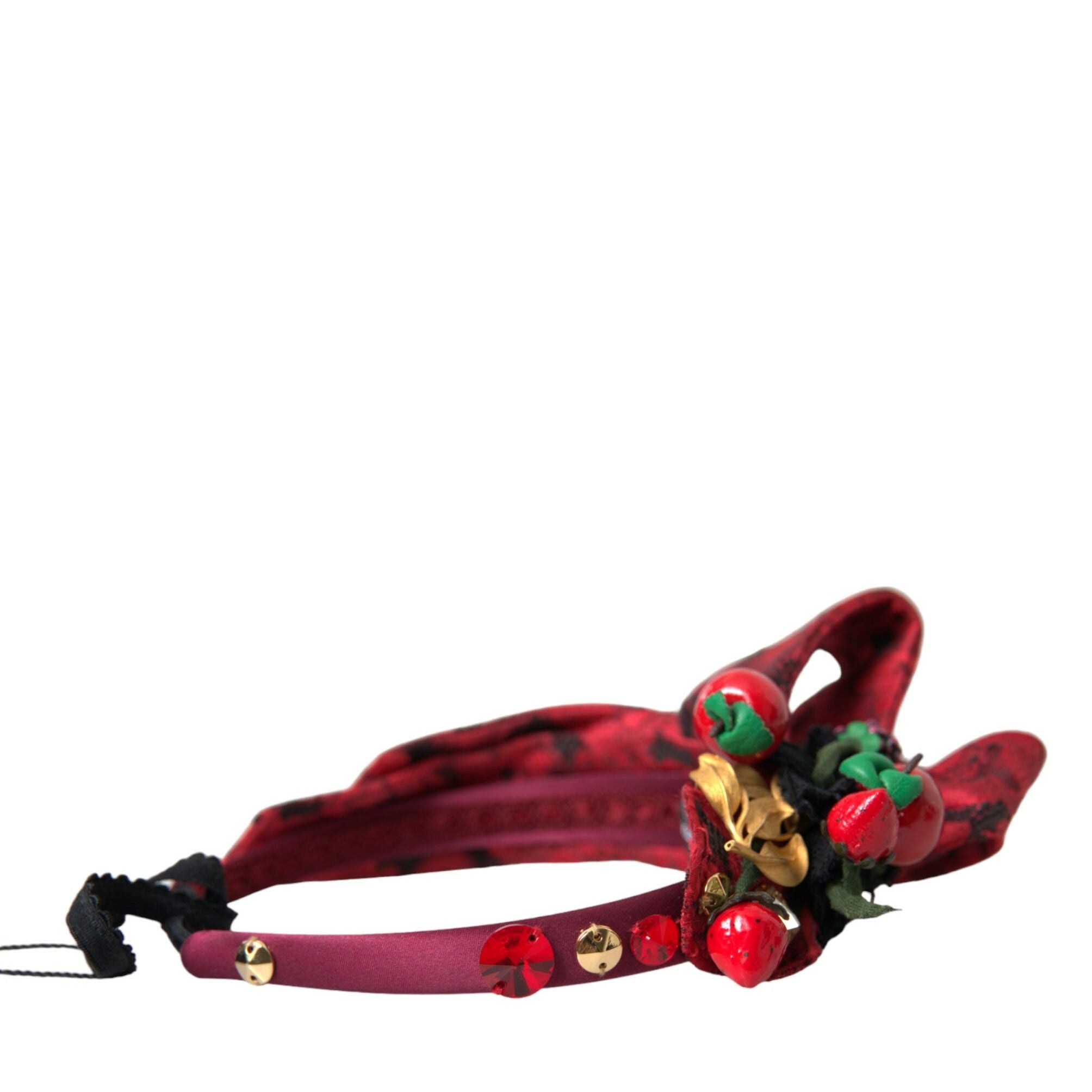 Dolce & Gabbana Red Cherry Sicily Embellished Women Hairband Diadem