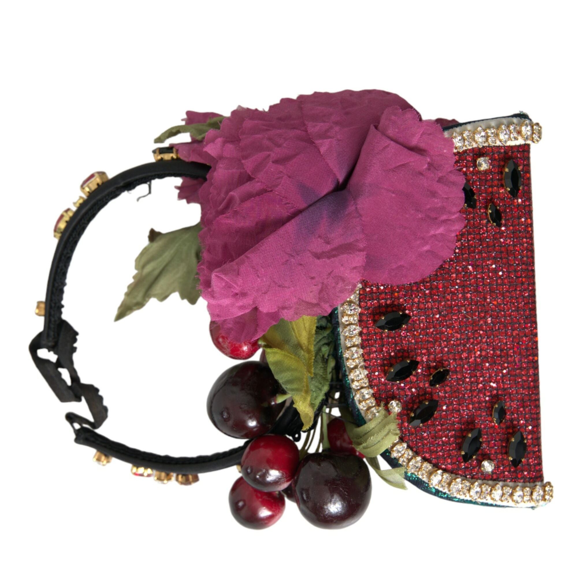 Dolce & Gabbana Red Watermelon Cherry Crystal Hairband Statement Diadem