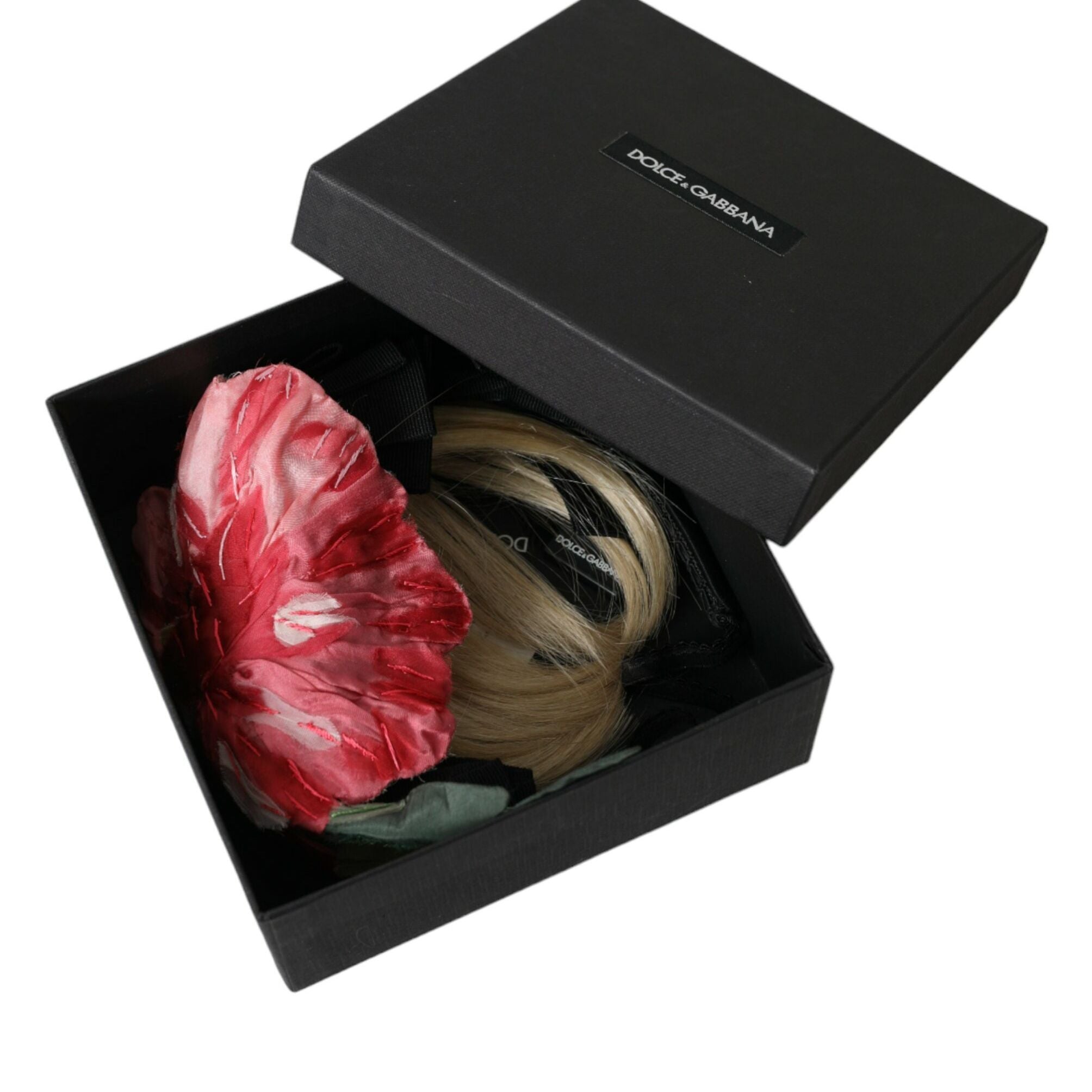 Dolce & Gabbana Black Viscose White Hair Parrucchiera Headband Diadem